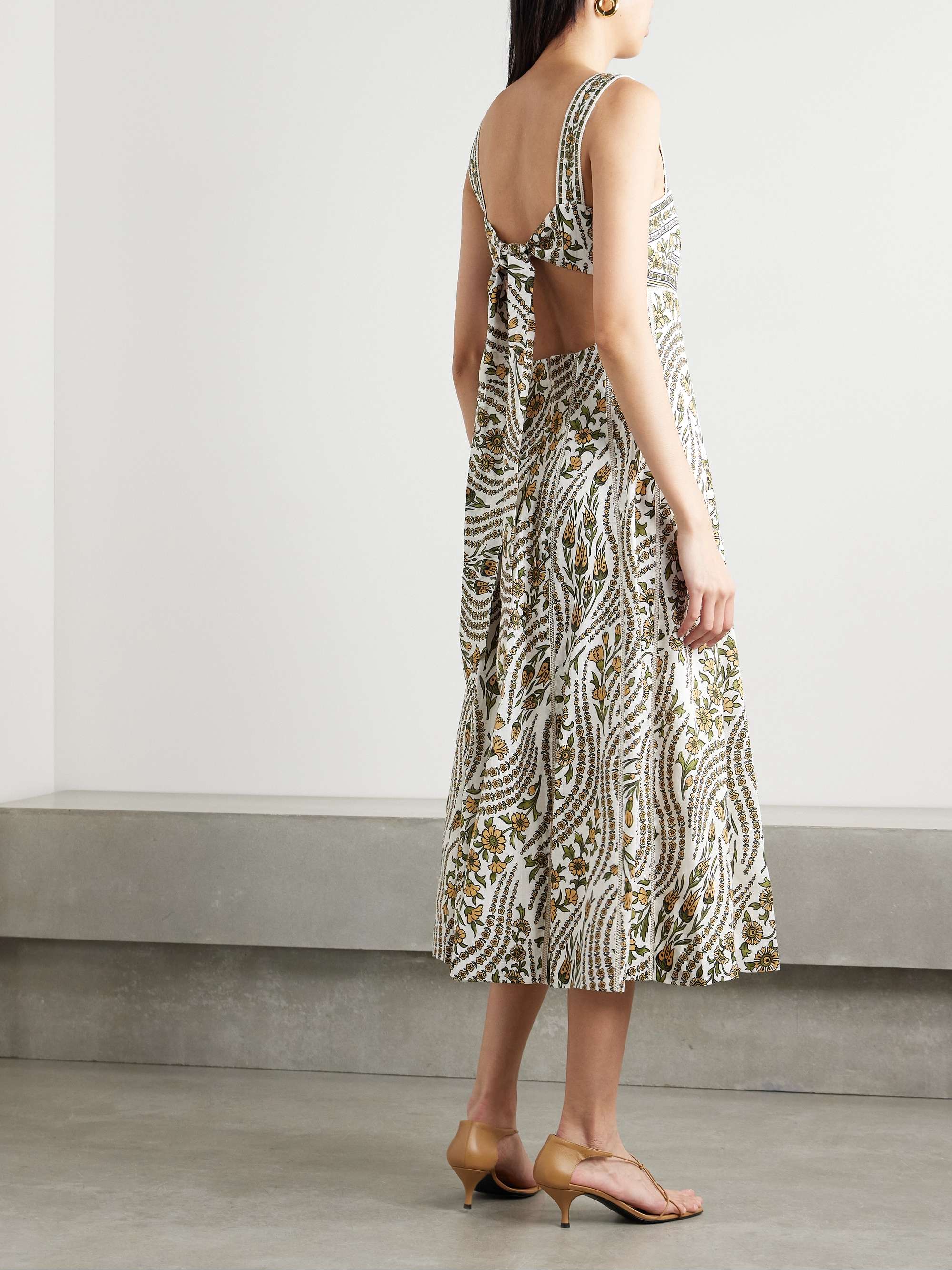 Rye open-back floral-print linen midi dress view