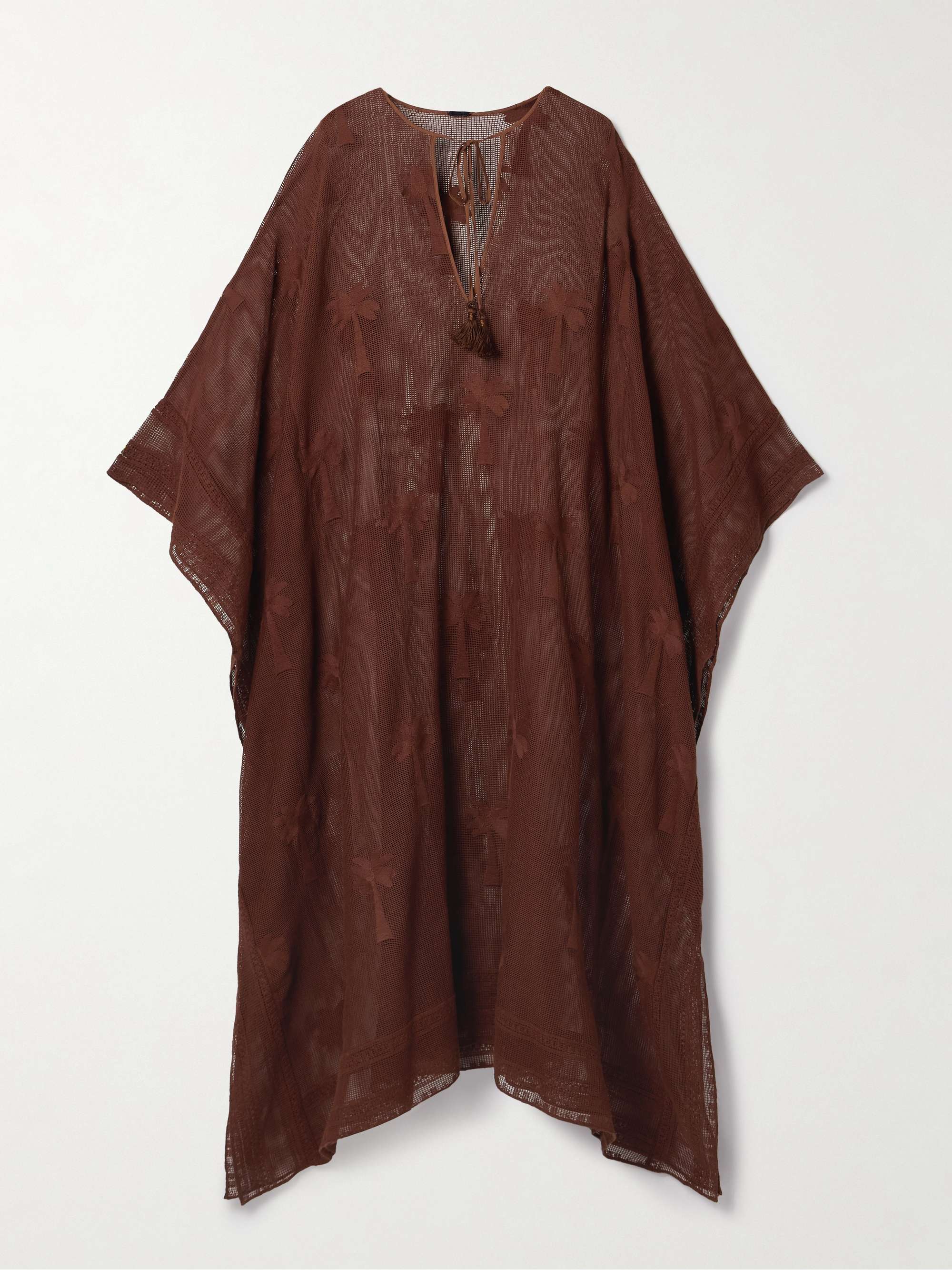 Embroidered cotton-mesh coverup view
