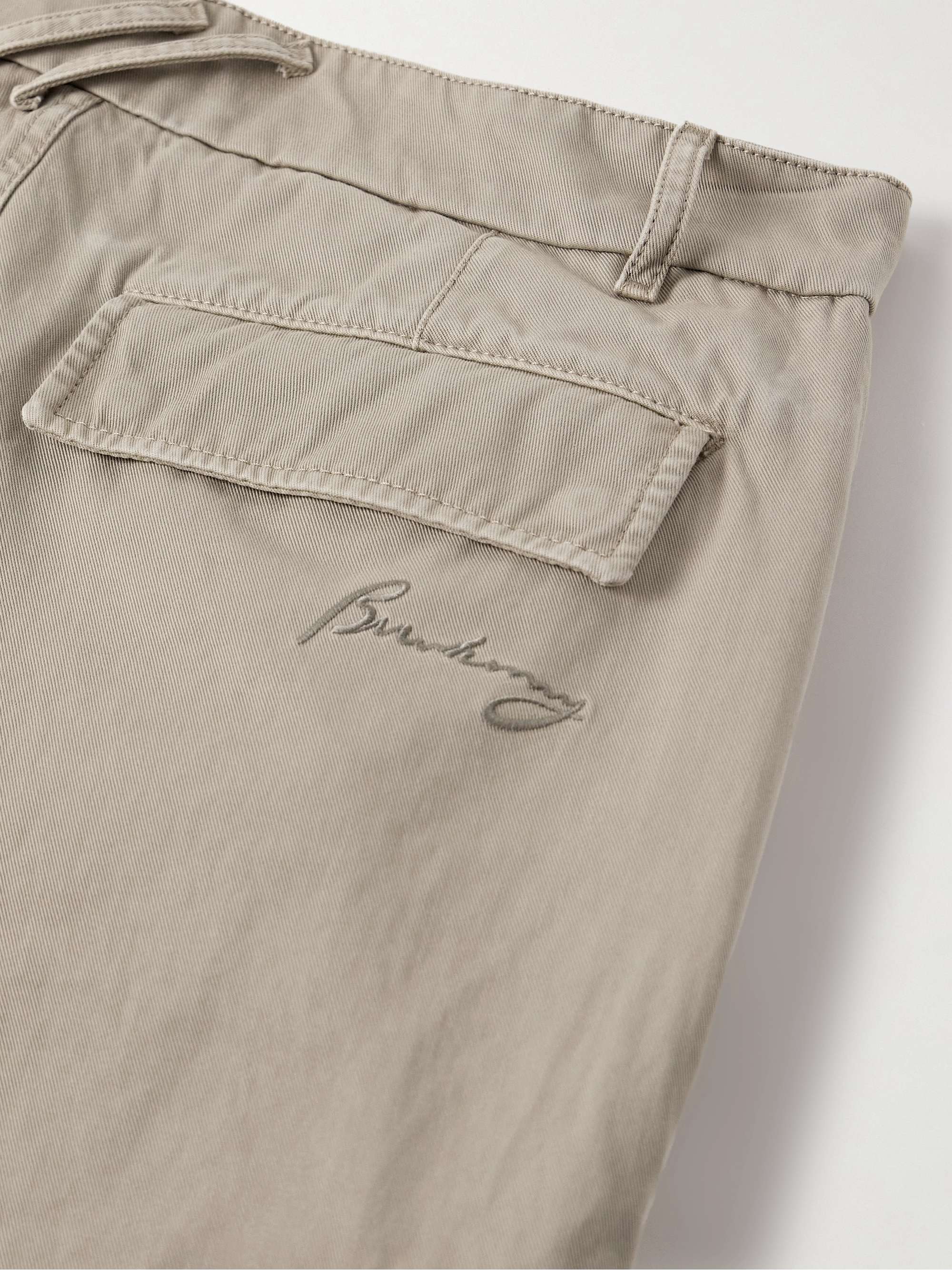 Straight-Leg Garment-Dyed Cotton-Twill Cargo Trousers view