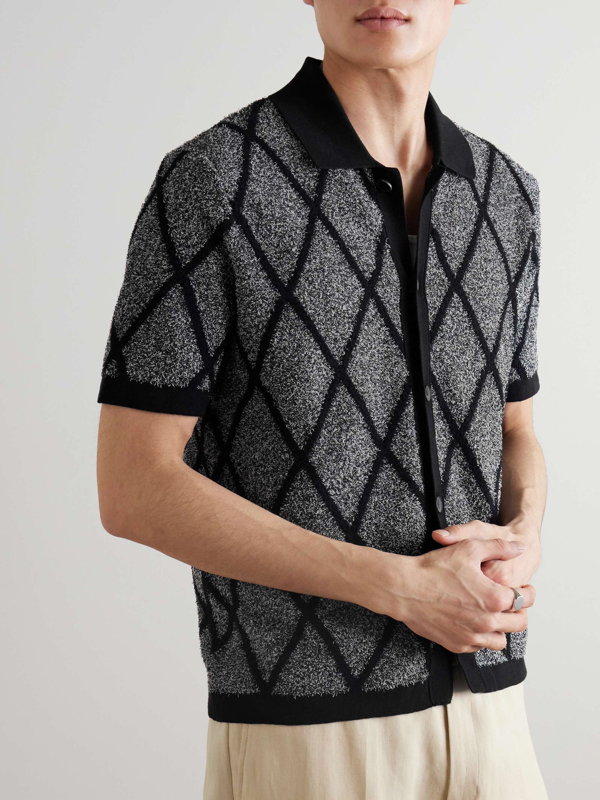 Jacquard-Knit Organic Cotton-Blend Terry Shirt view