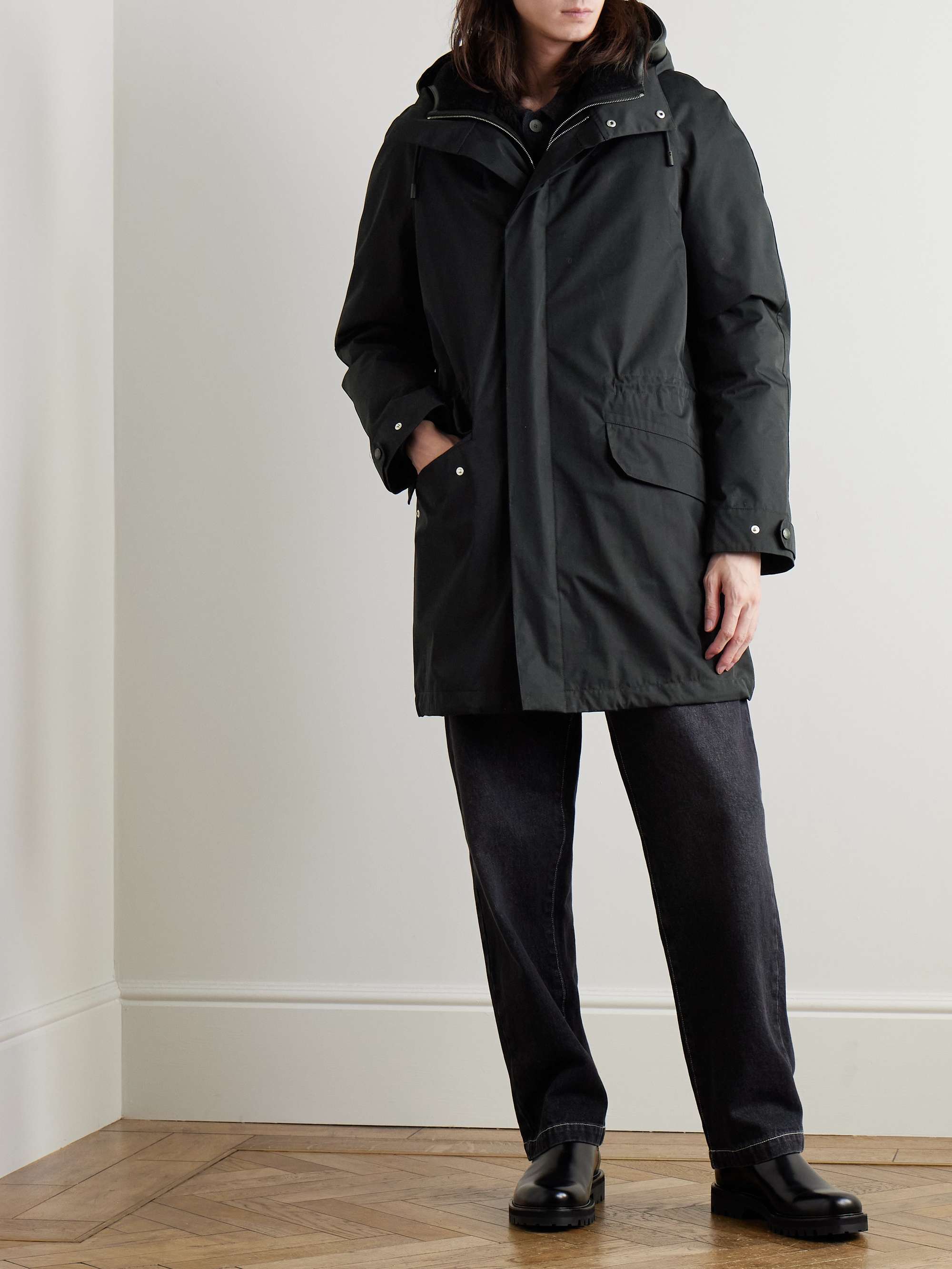 Cotton-Blend Twill Parka with Detachable Shearling Liner view