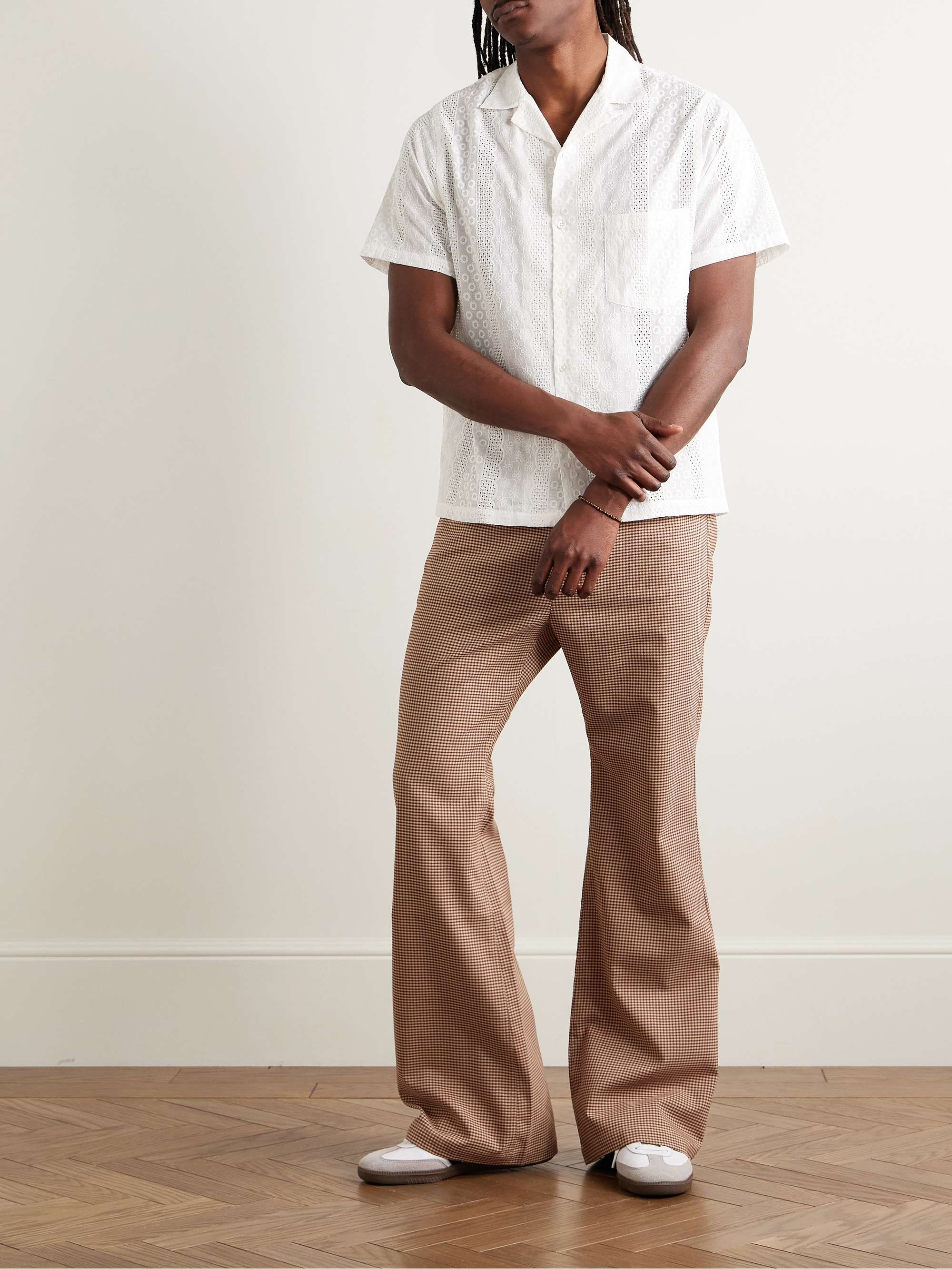 Santos Convertible-Collar Embroidered Cotton-Voile Shirt view