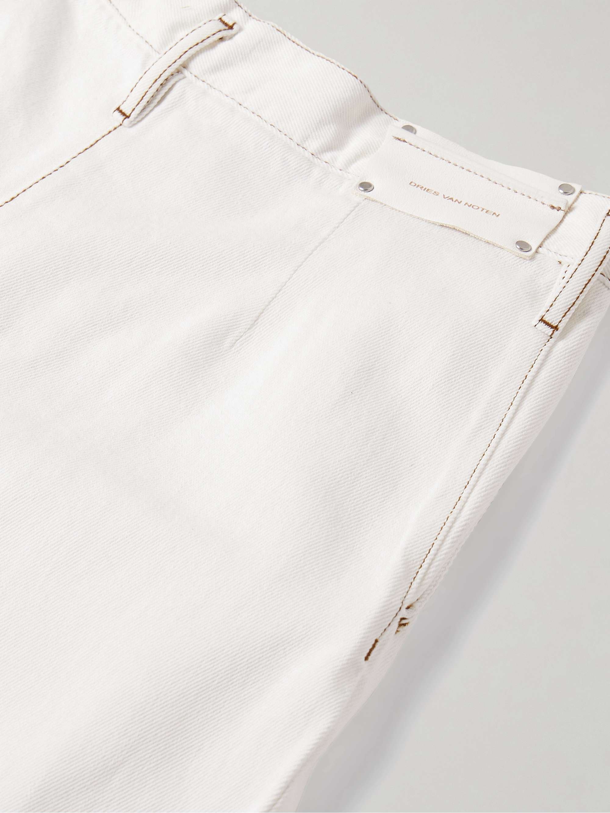 Pleated denim wide-leg pants view