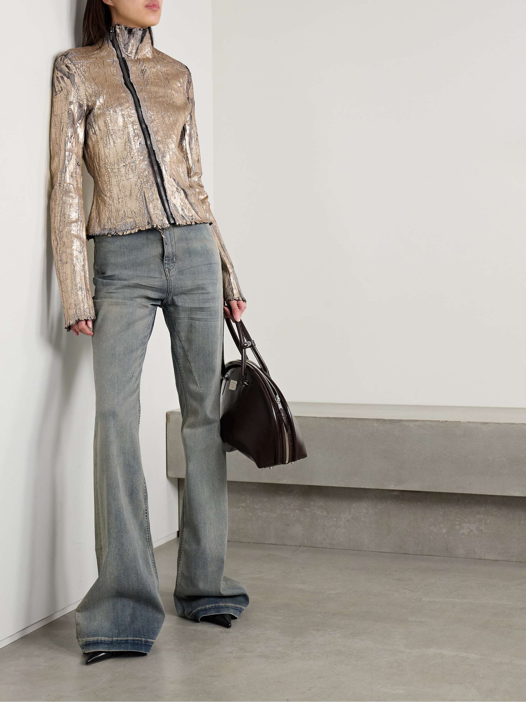 Gary coated leather-blend biker jacket view