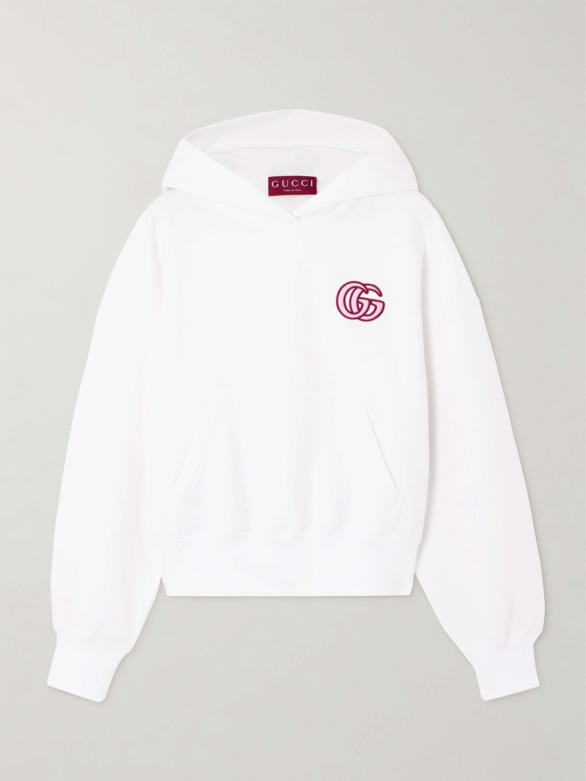 Embroidered cropped cotton-jersey hoodie view