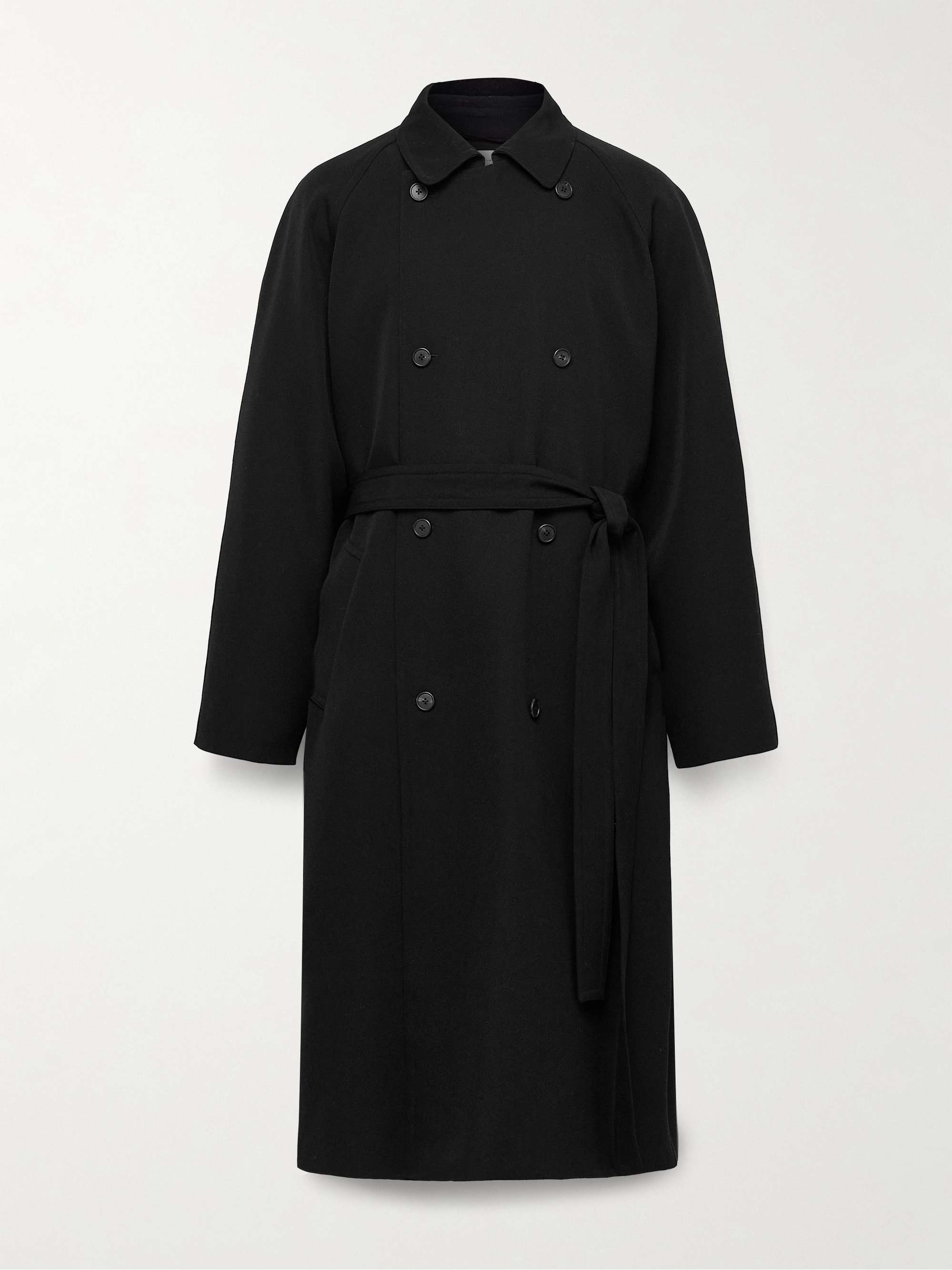 Kolden Belted Double-Breasted Grain De Poudre Wool Coat view