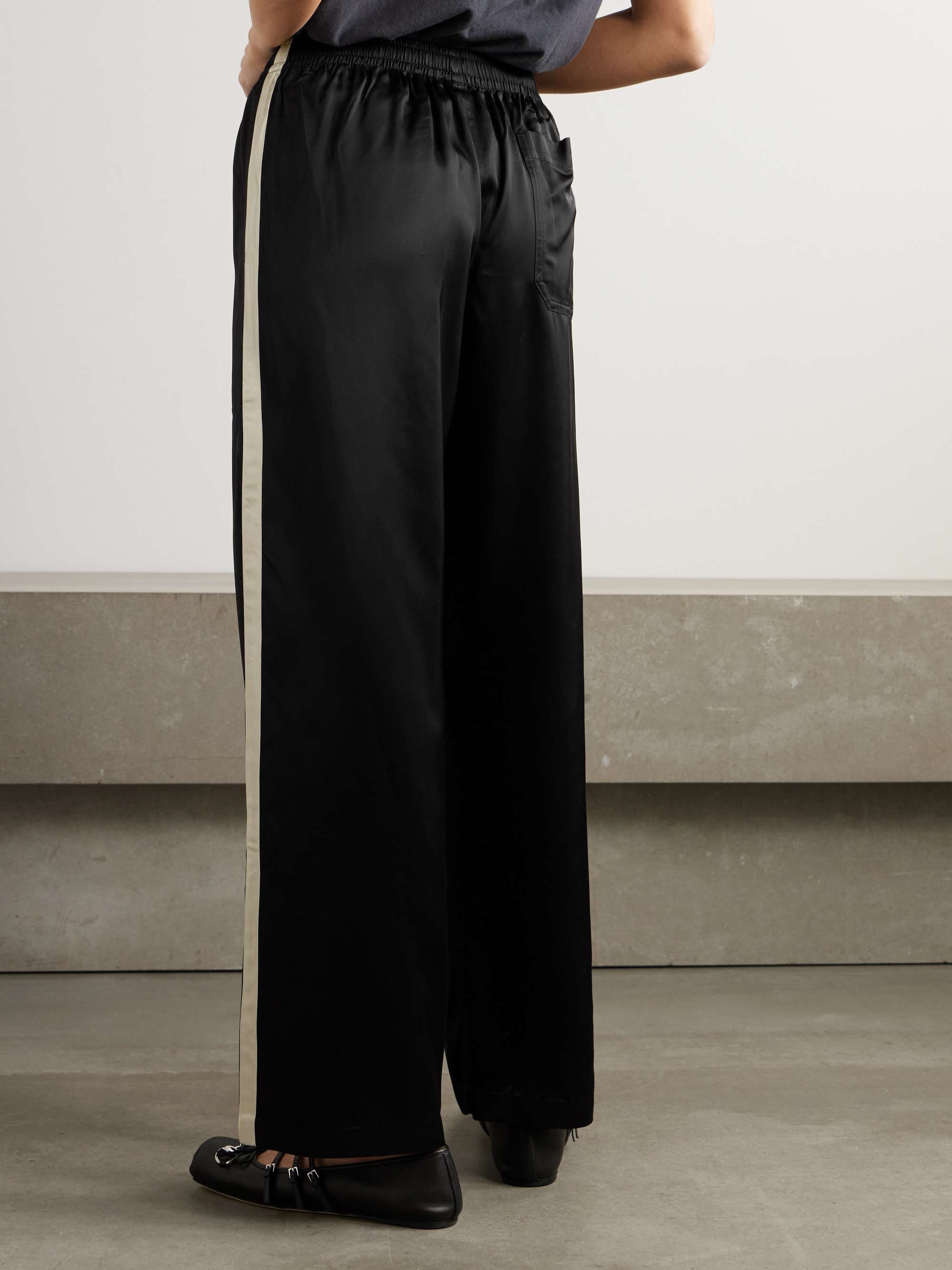 Satin wide-leg track pants view