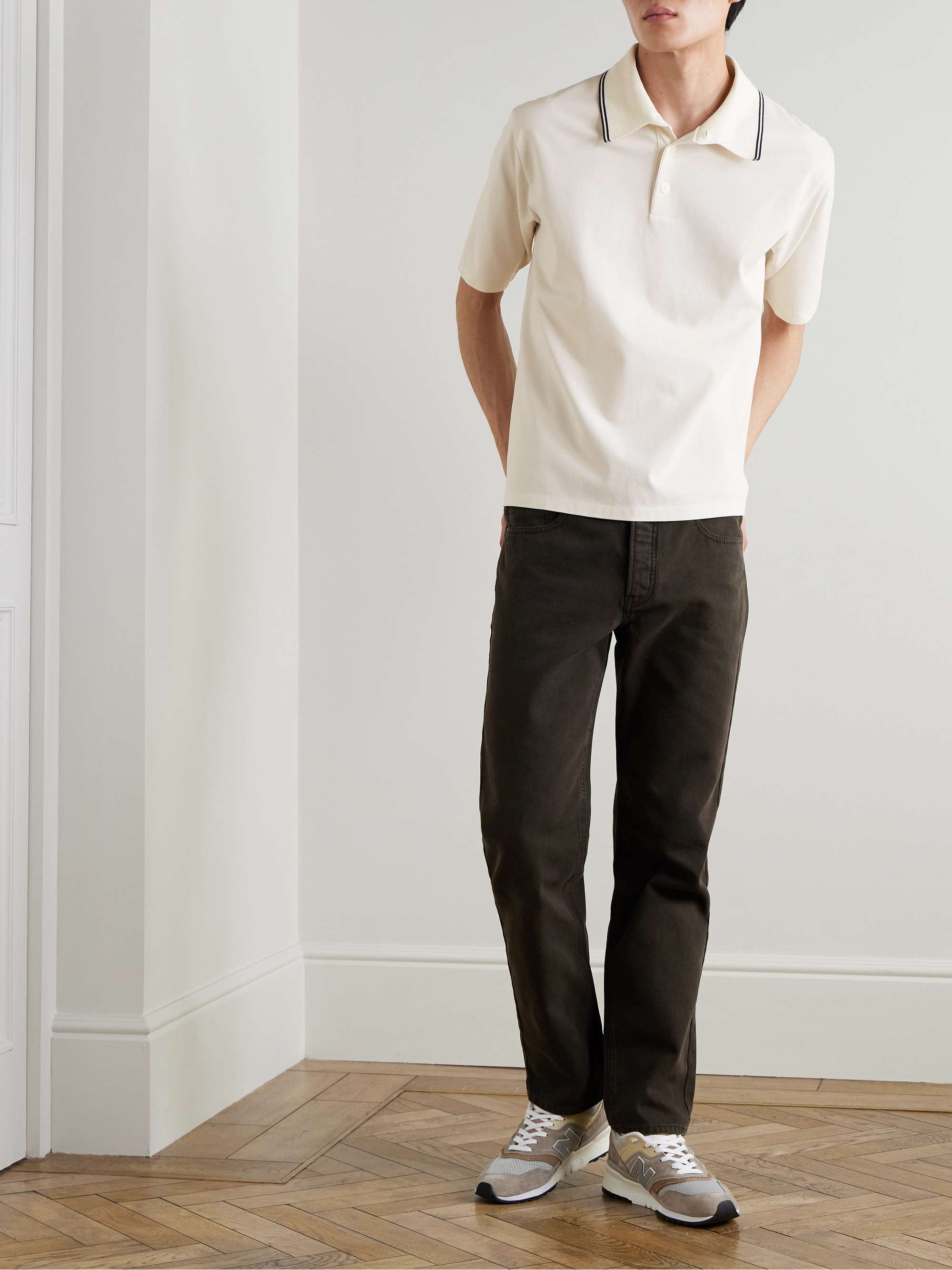 Striped Cotton-Piqué Polo Shirt view