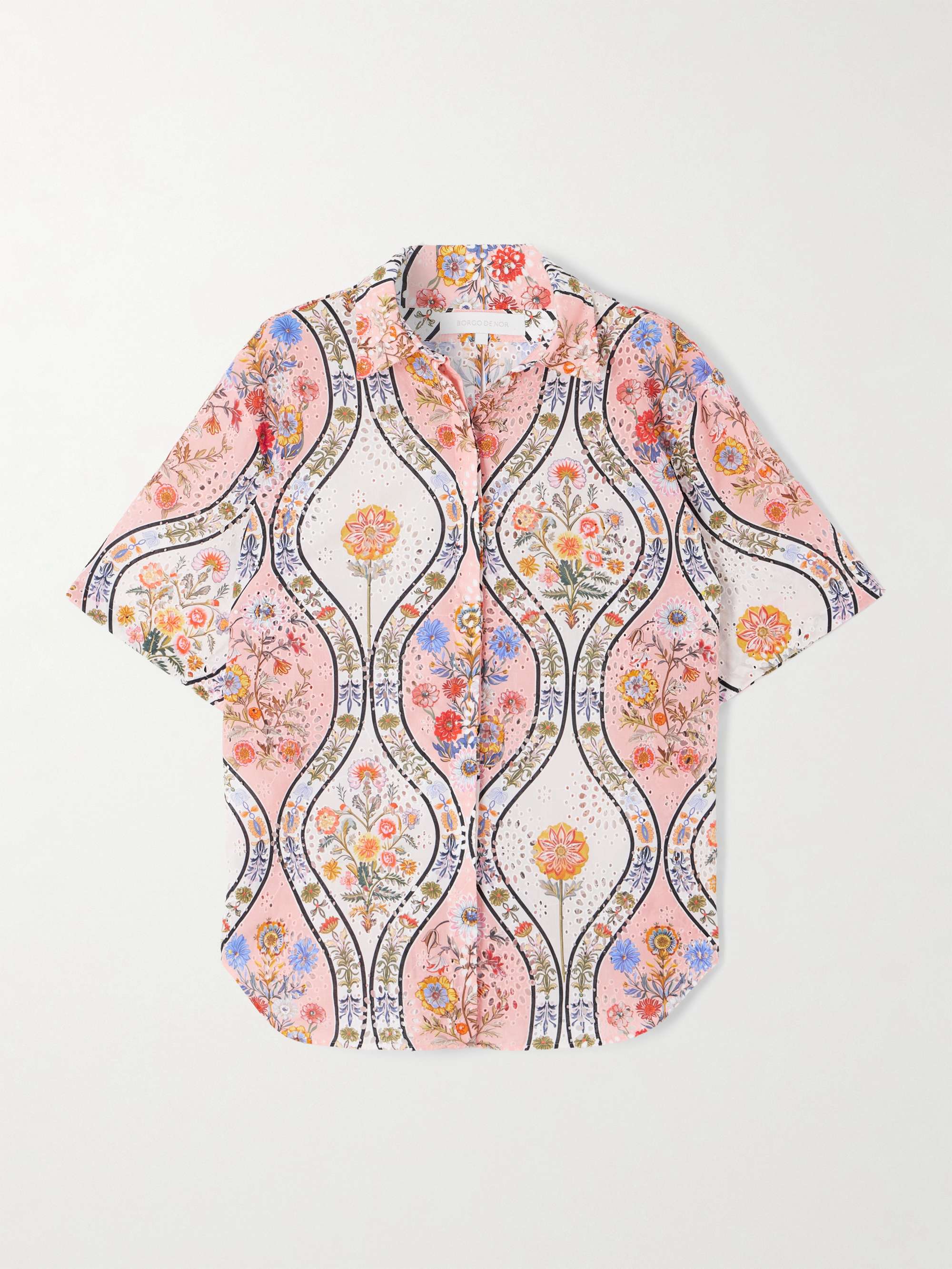 Akari printed broderie anglaise cotton shirt view