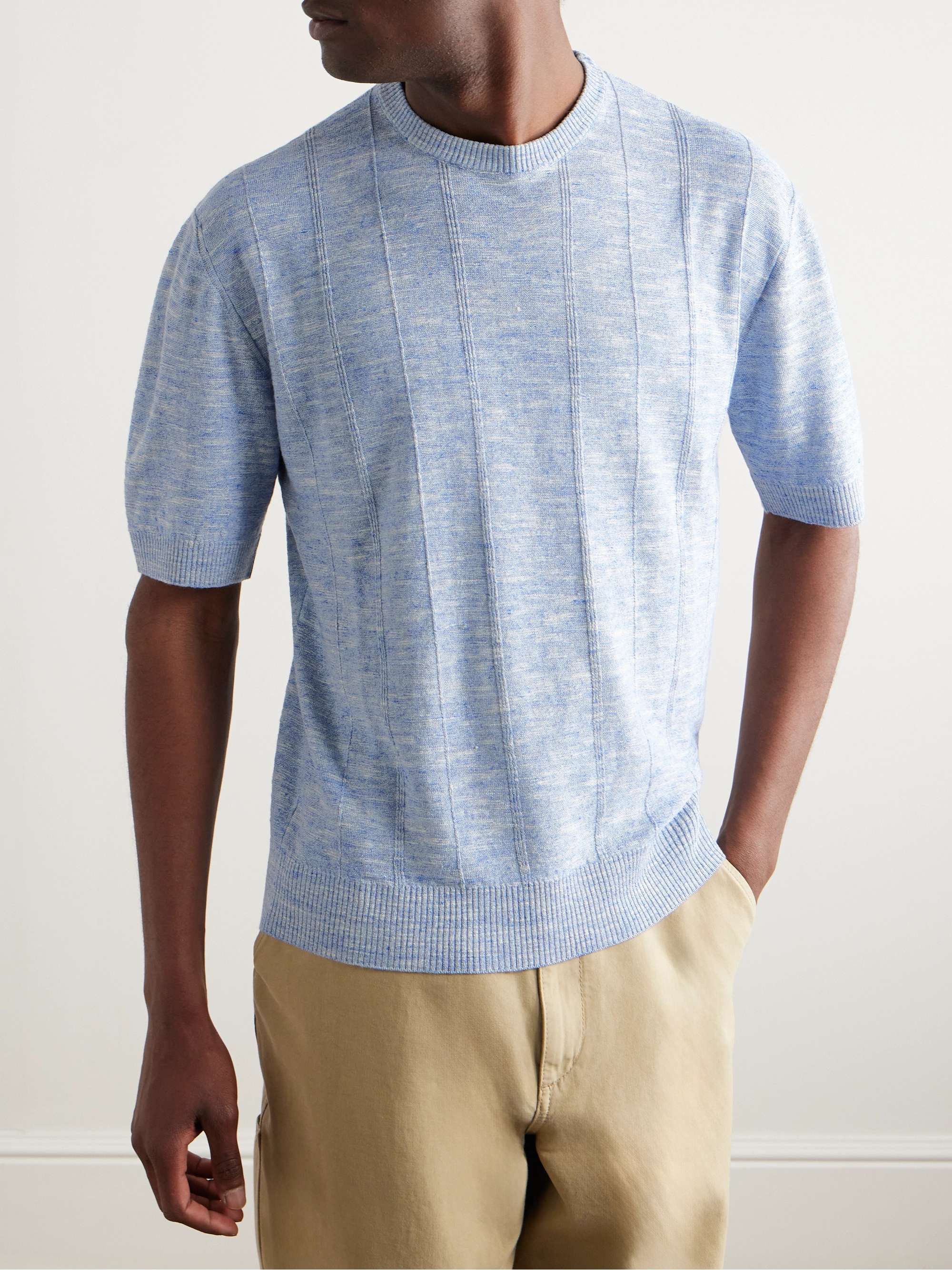 Tori Ribbed Linen and Silk-Blend T-Shirt view