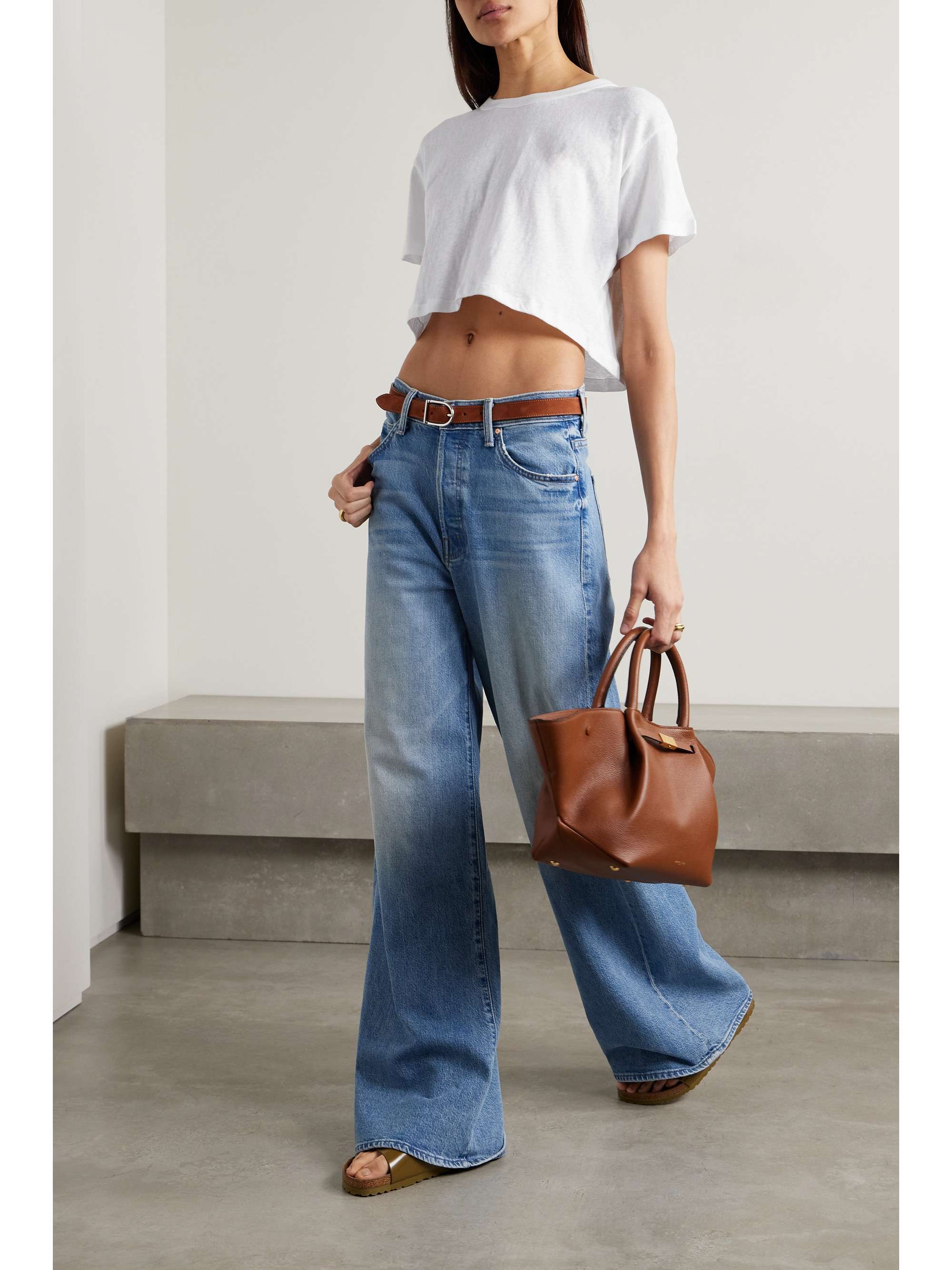 Cropped slub cotton-jersey T-shirt view