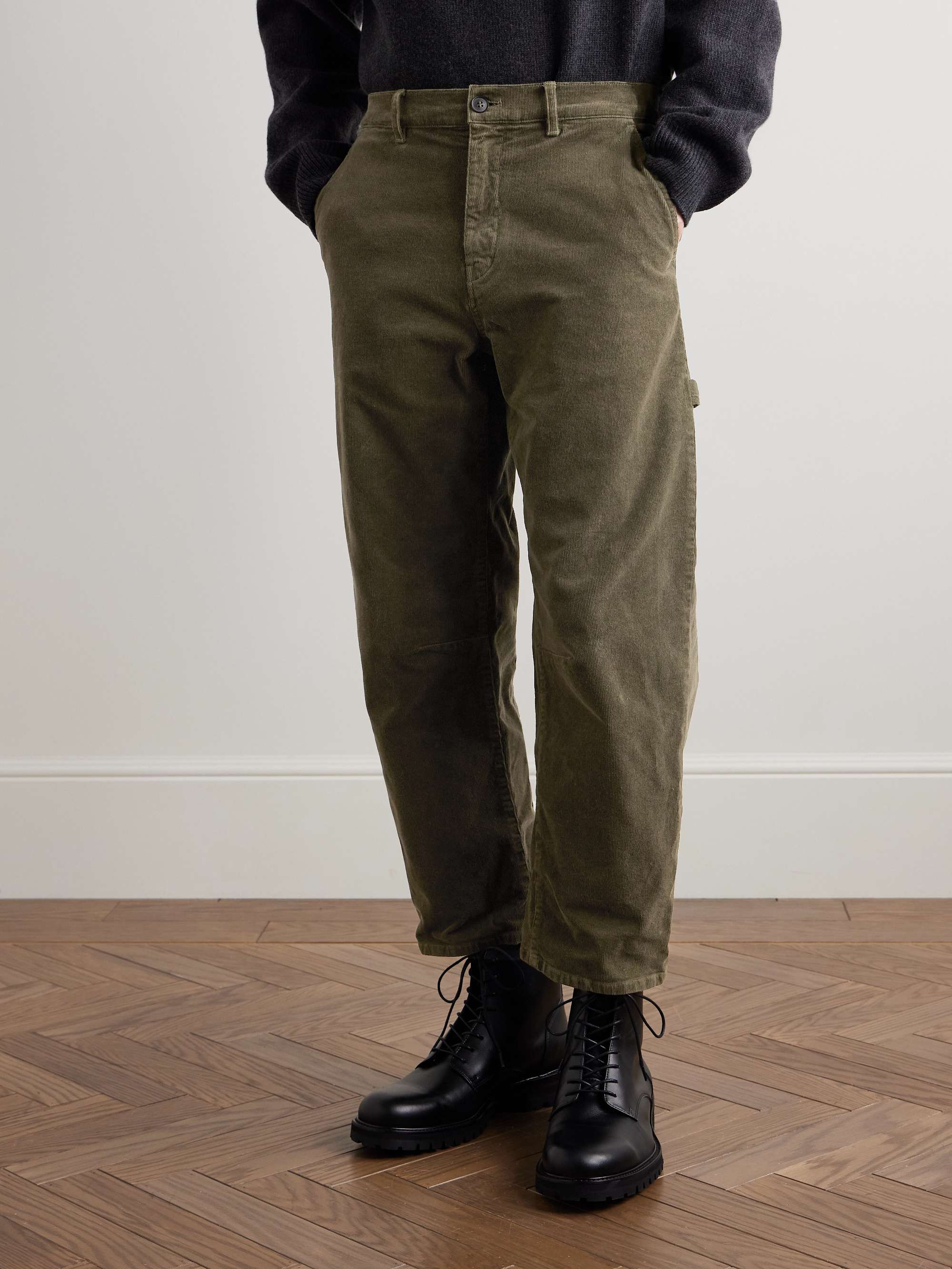 Carpenter Cropped Straight-Leg Cotton-Blend Corduroy Trousers view