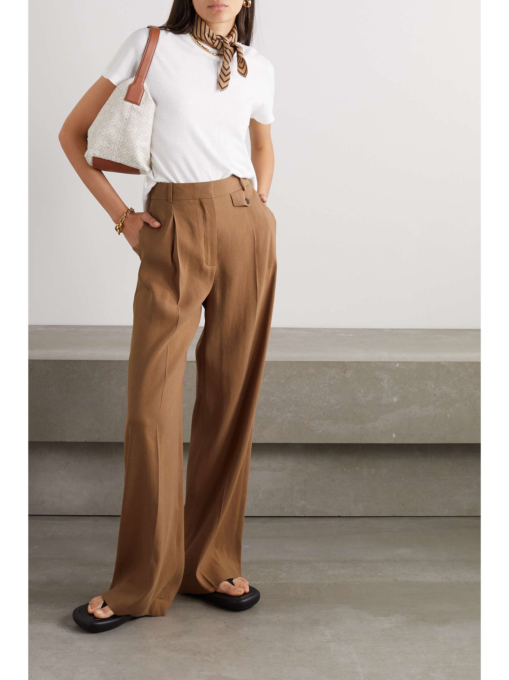 Pleated twill wide-leg pants view