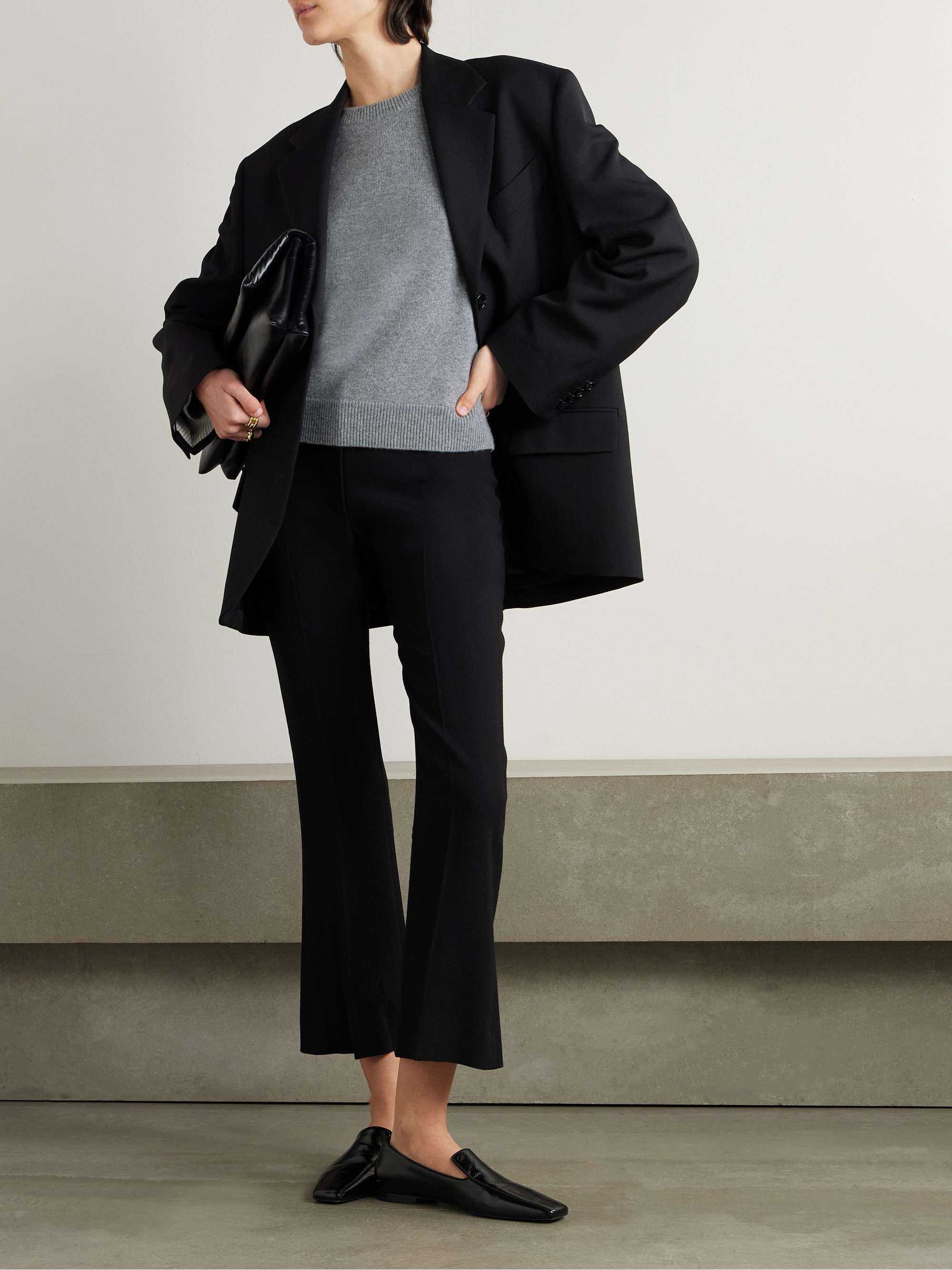 Talia cropped pleated crepe flared pants view
