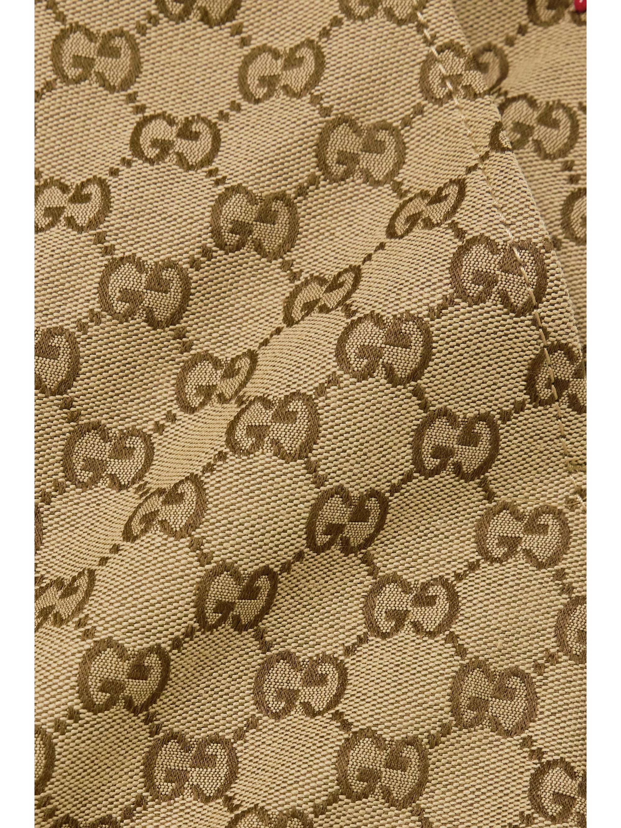 Leather-trimmed cotton-blend canvas-jacquard mini skirt view