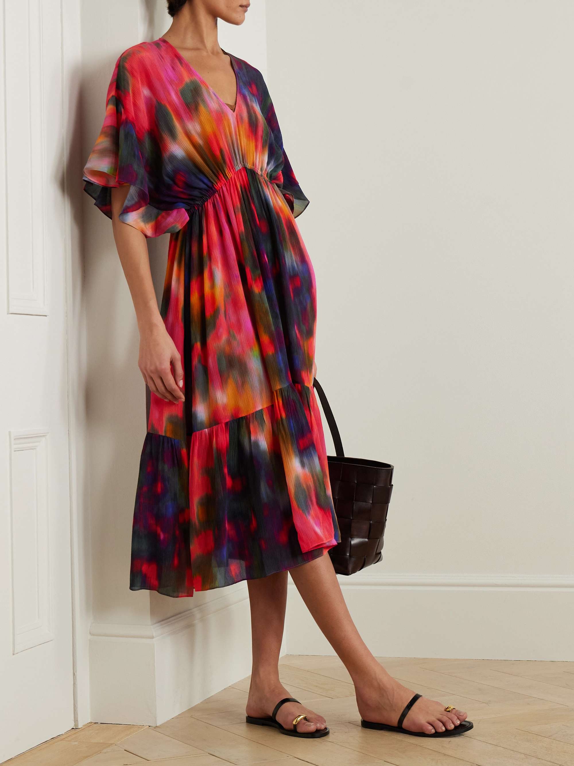 Boreale Infinie tiered printed silk-crepon midi dress view