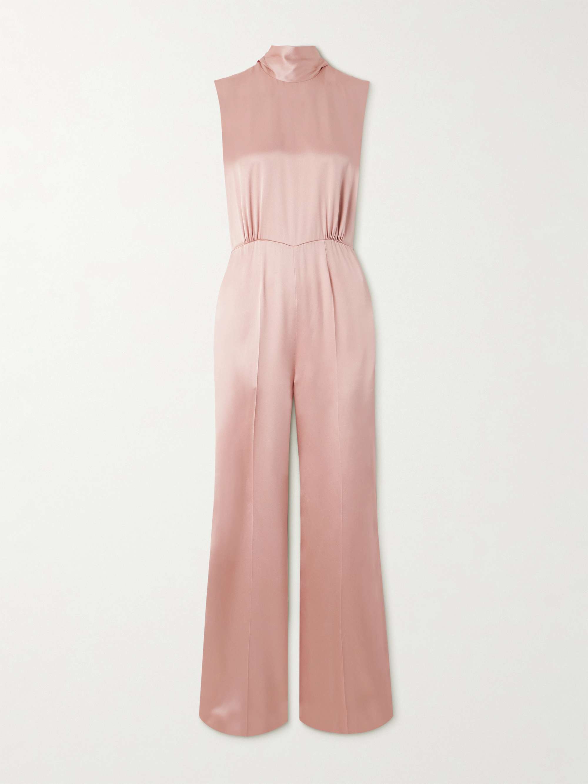 Nicole tie-neck silk-blend satin jumpsuit view