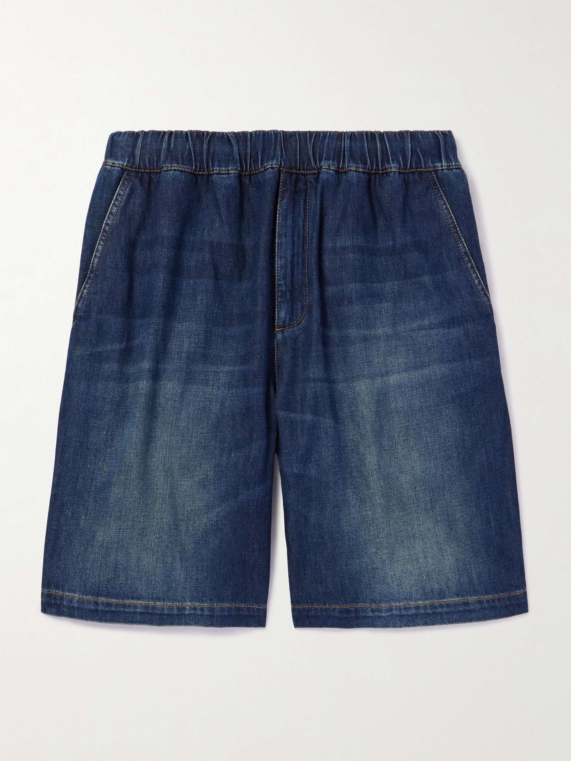 Straight-Leg Washed-Denim Shorts view