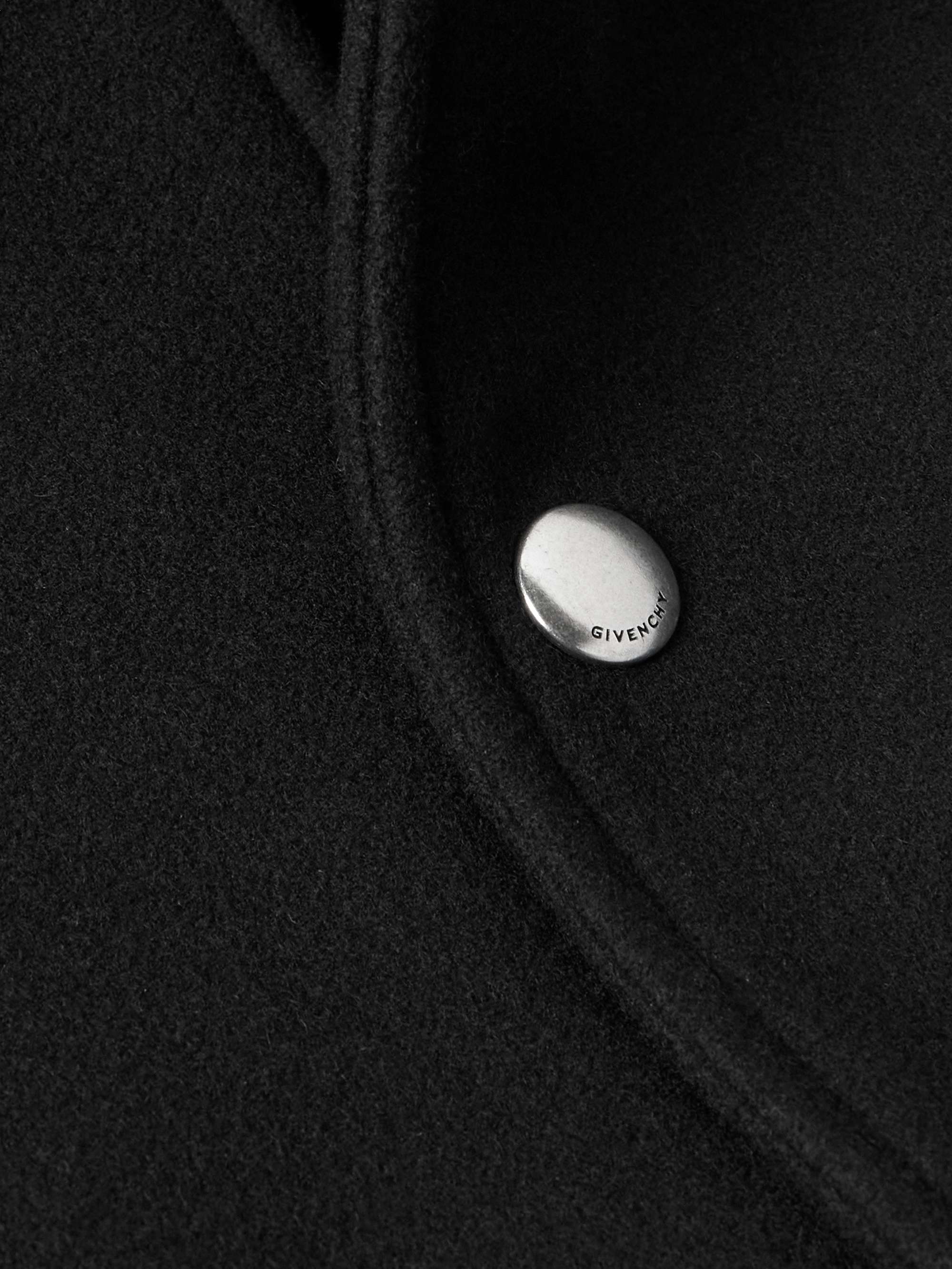 Logo-Appliquéd Brushed Wool-Blend and Leather Varsity Jacket view