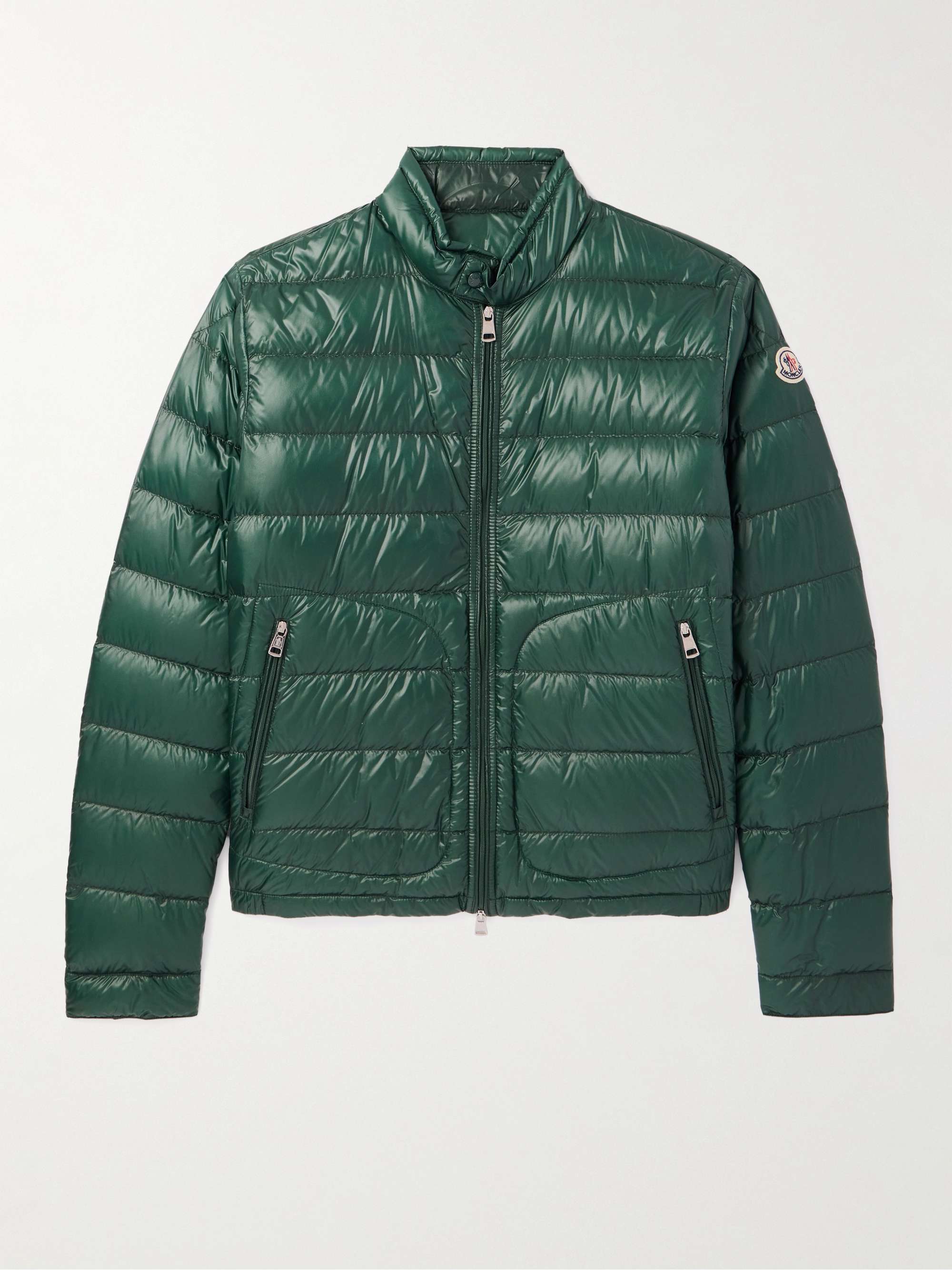 Acorus Logo-Appliquéd Quilted Glossed-Nylon Down Jacket view