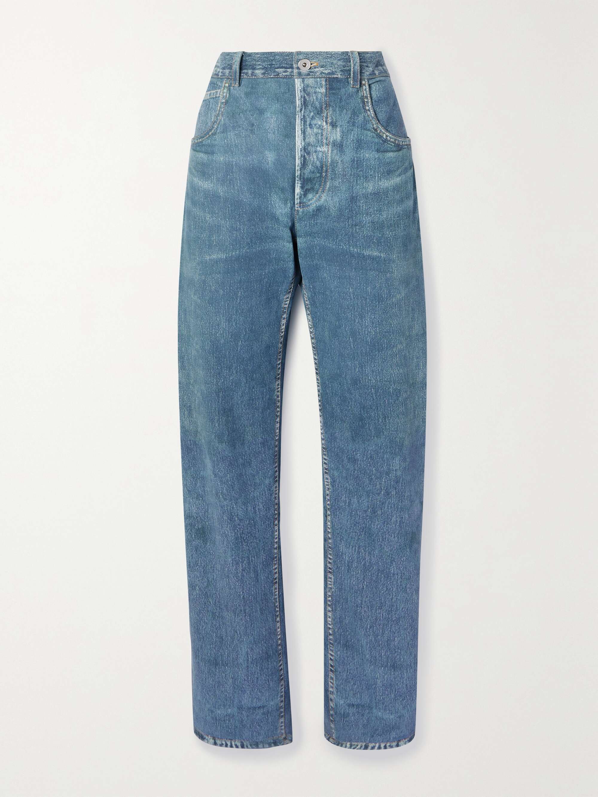 Printed leather straight-leg pants view