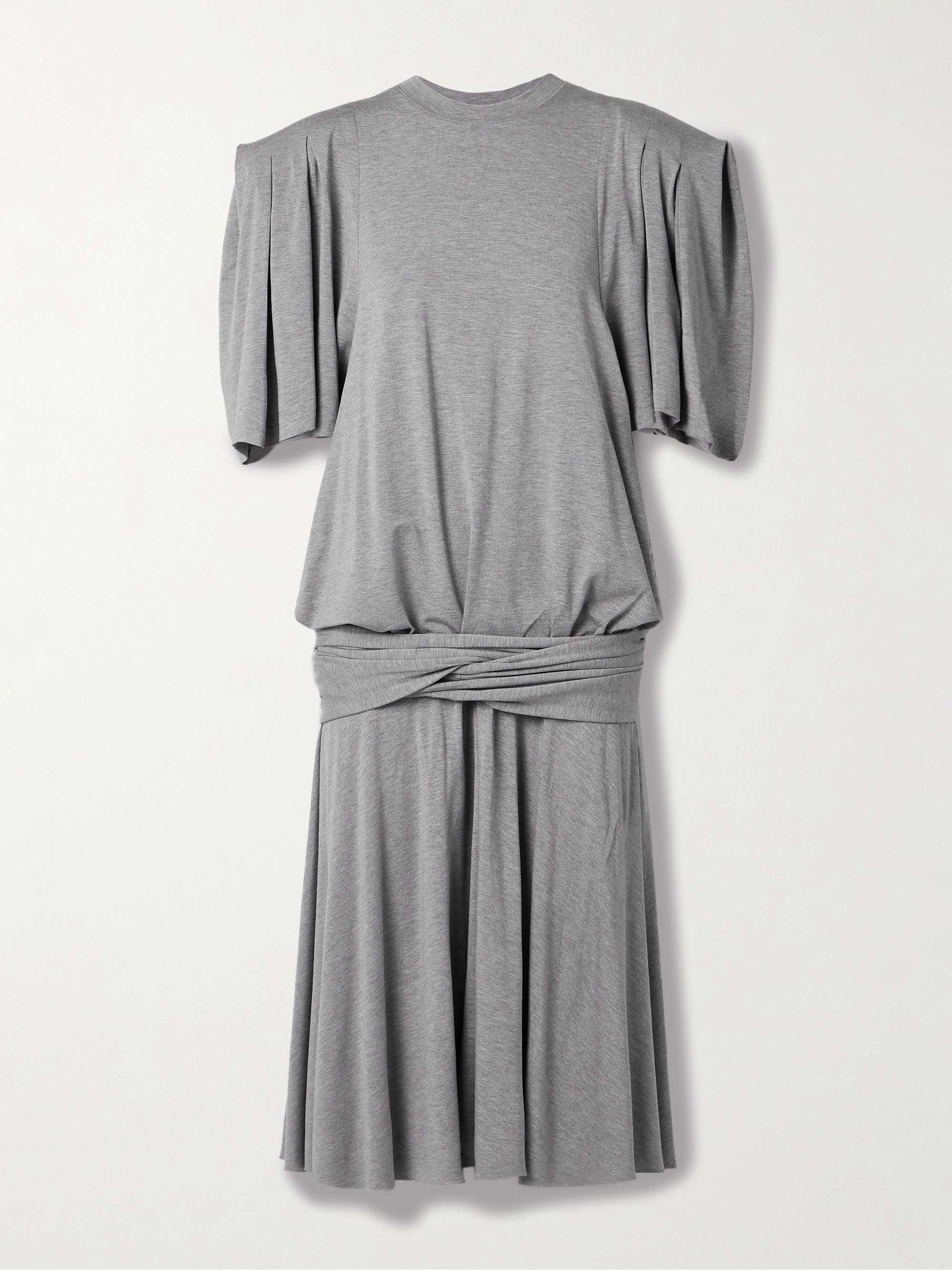 Gathered cotton-jersey midi dress view