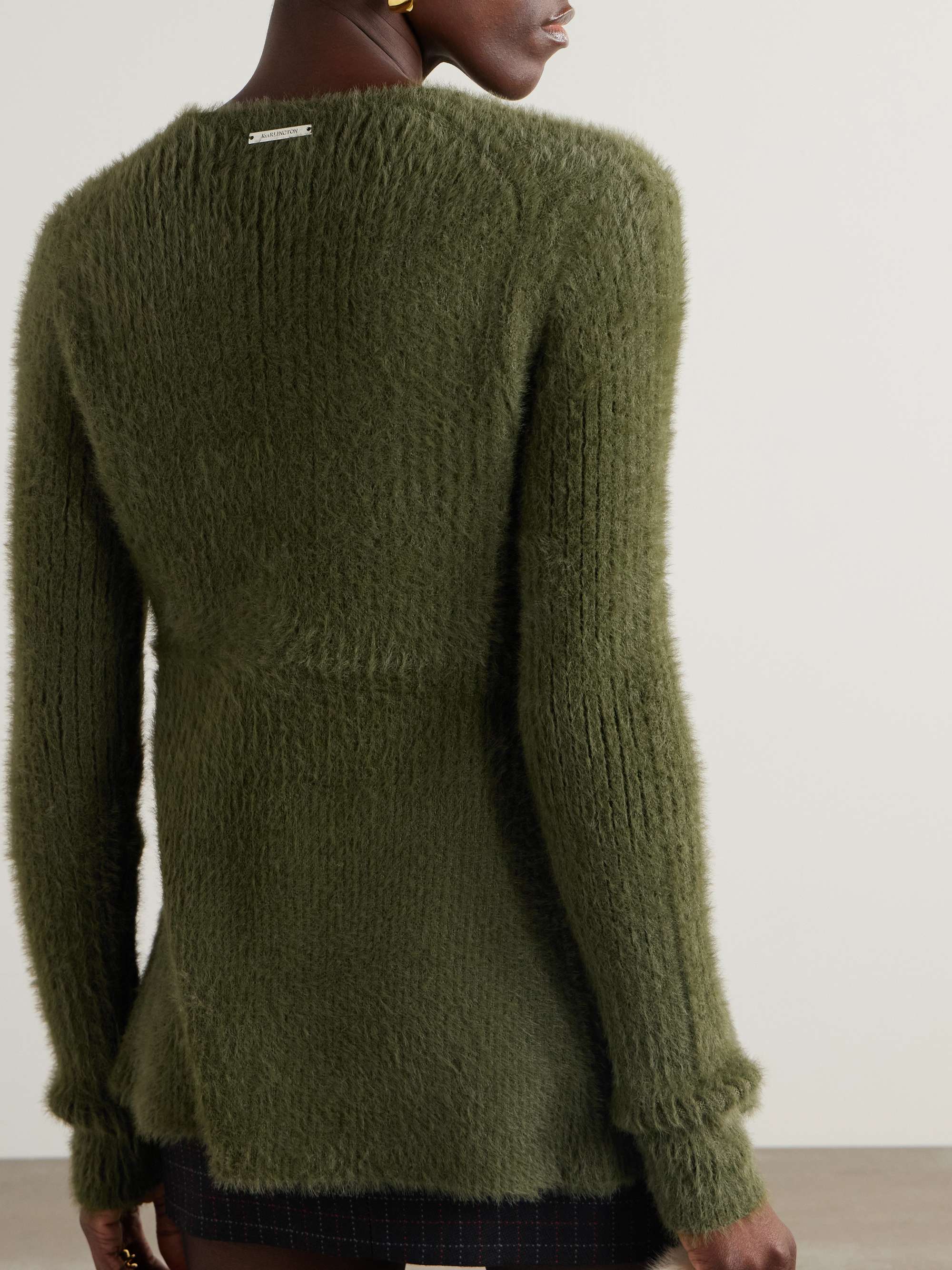 Teria satin-trimmed brushed-knit cardigan view