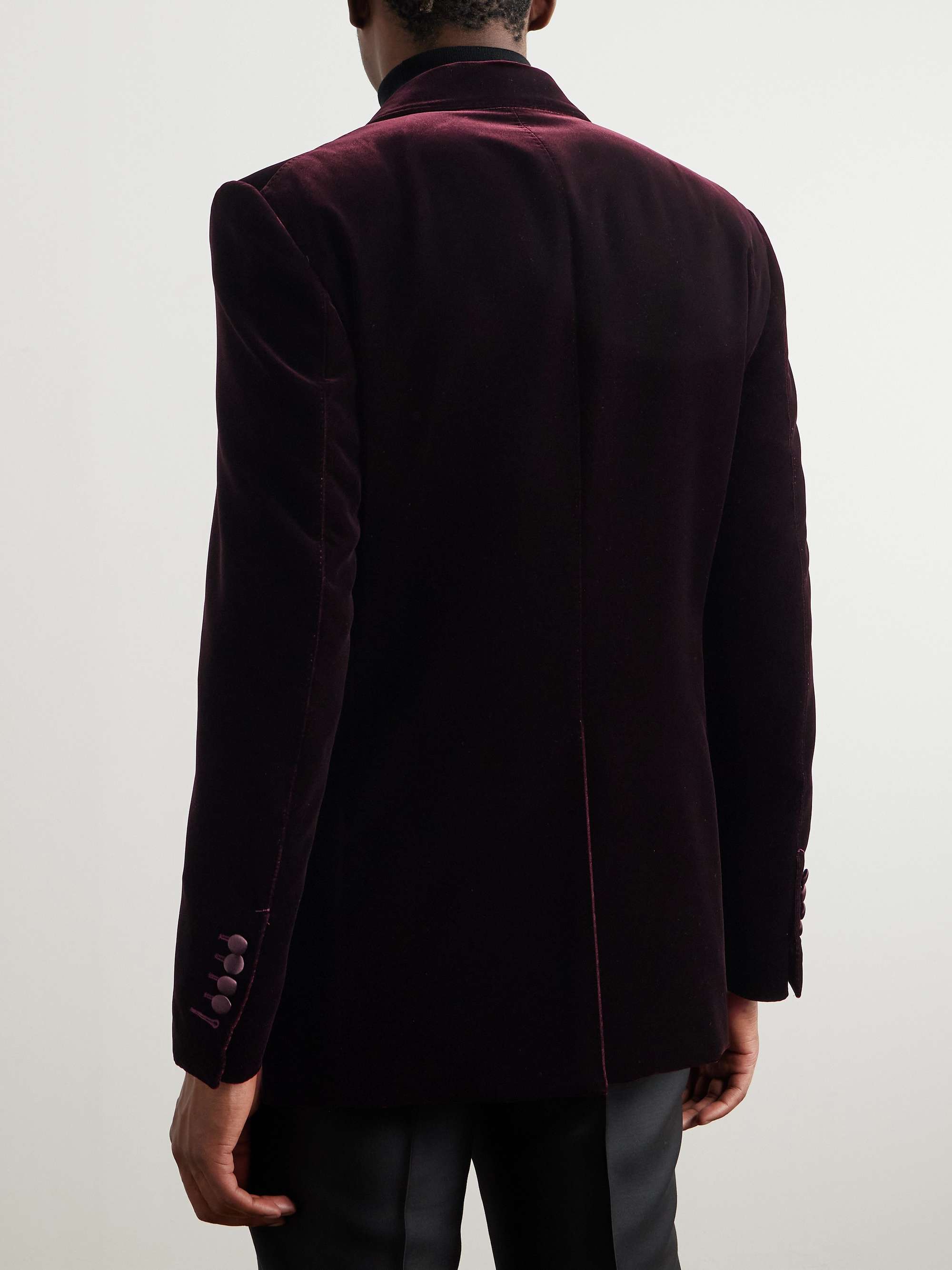 Dyllan Double-Breasted Satin-Trimmed Velvet Tuxedo Jacket view