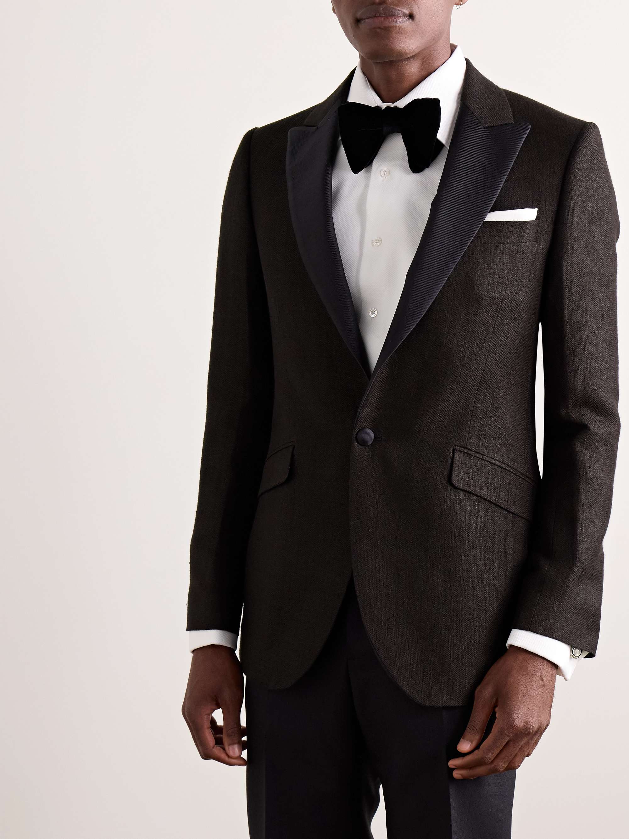 Randwick Slim-Fit Faille-Trimmed Herringbone Linen and Silk-Blend Tuxedo Jacket view