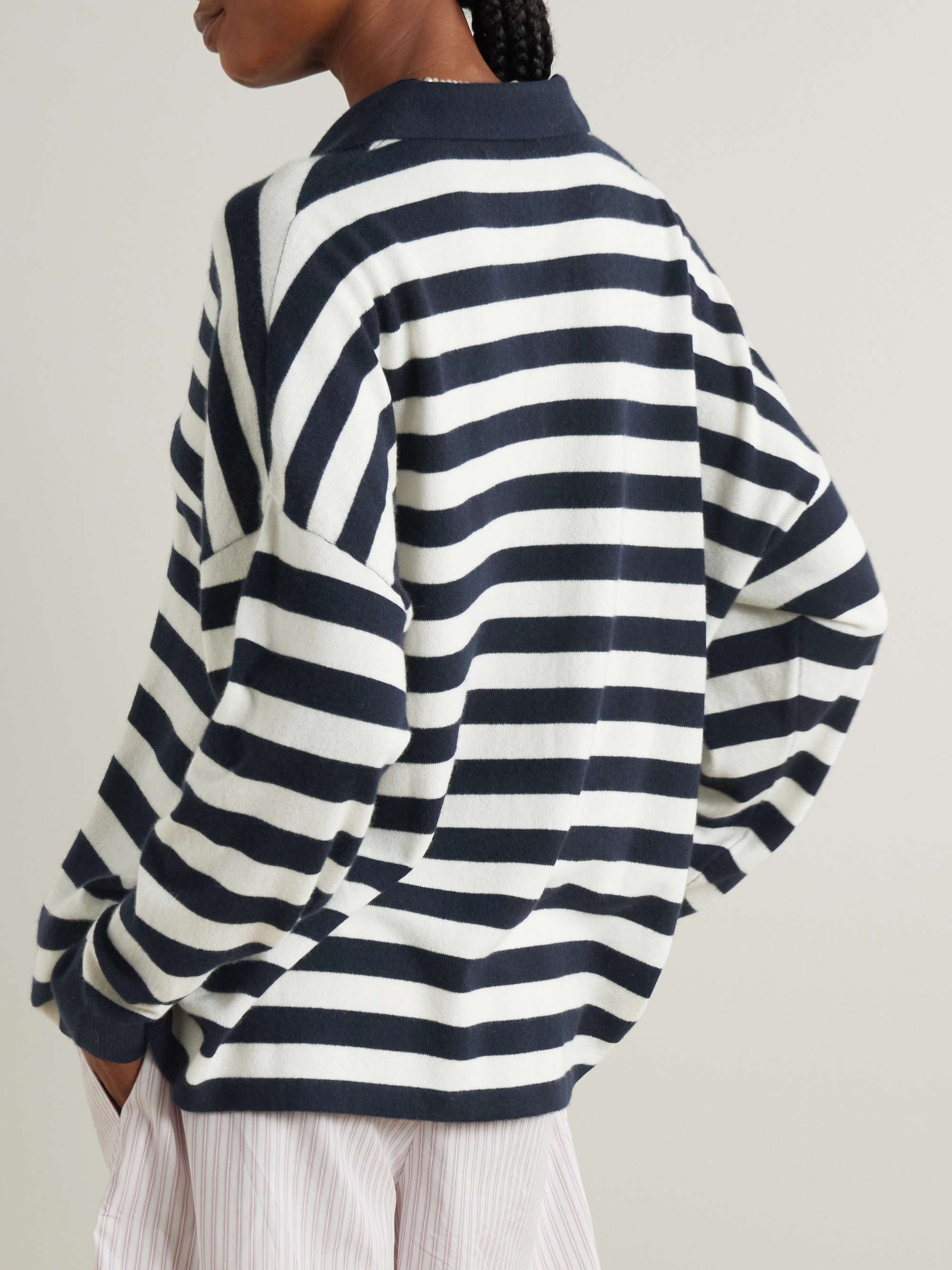 Victoria oversized striped cashmere polo sweater view
