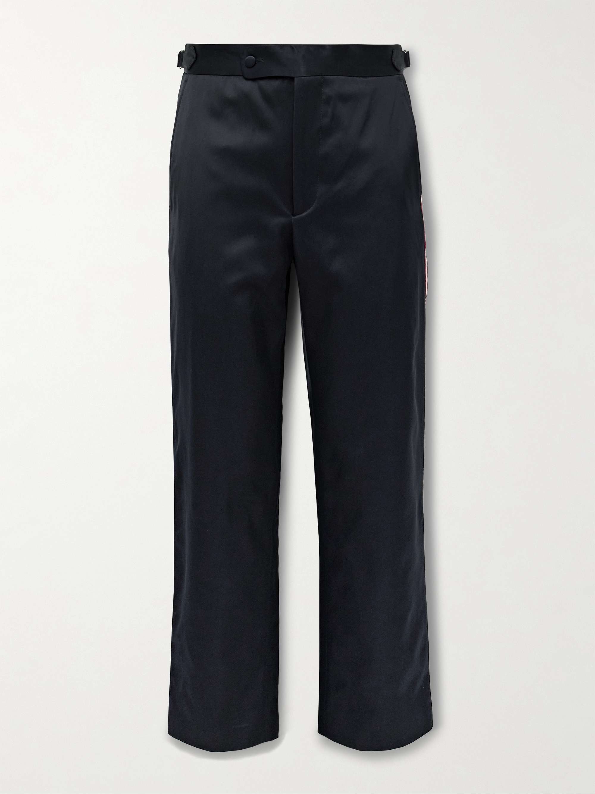 Major League Straight-Leg Striped Satin Trousers view