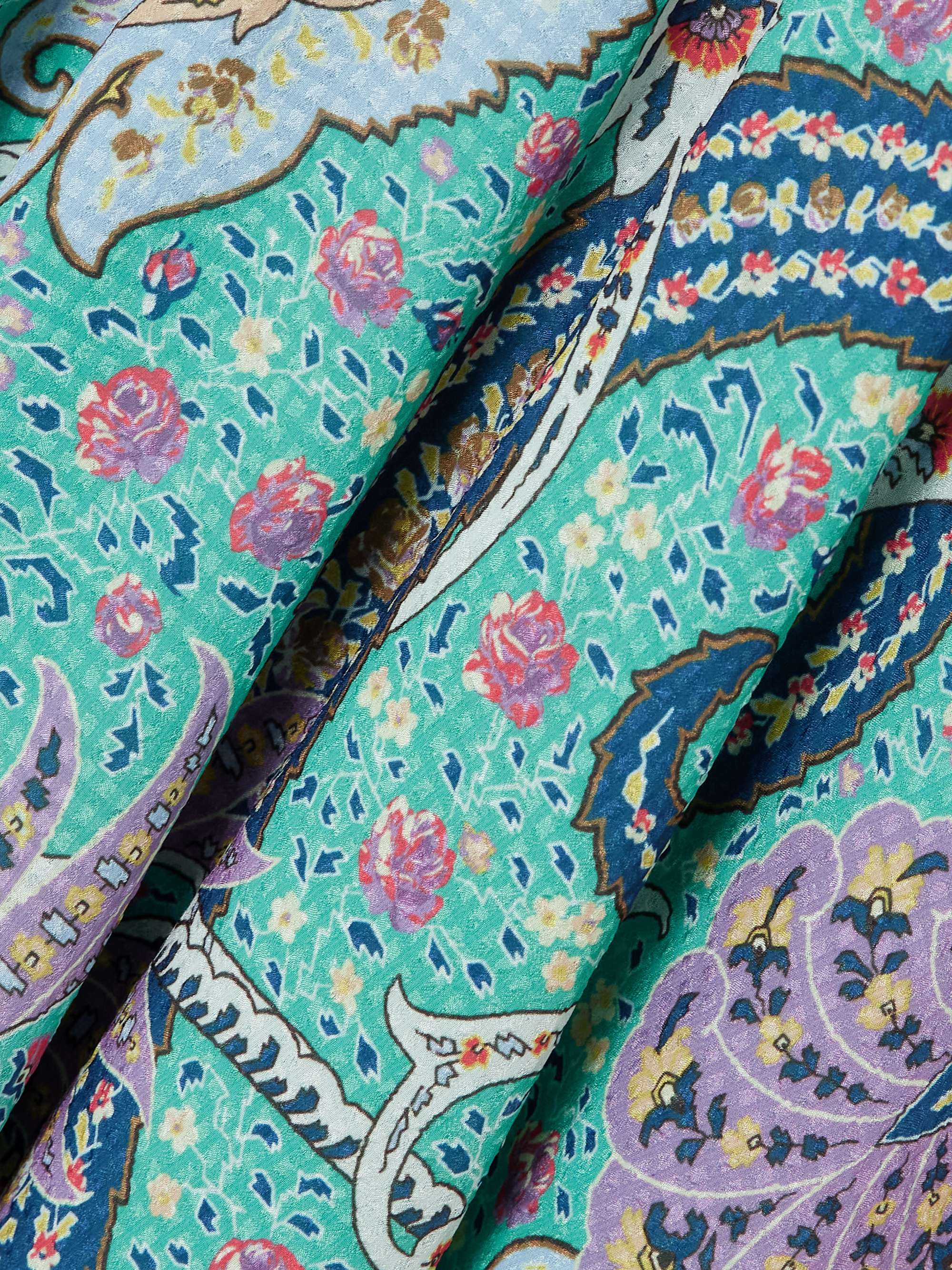Ruffled paisley-print voile-jacquard mini dress view