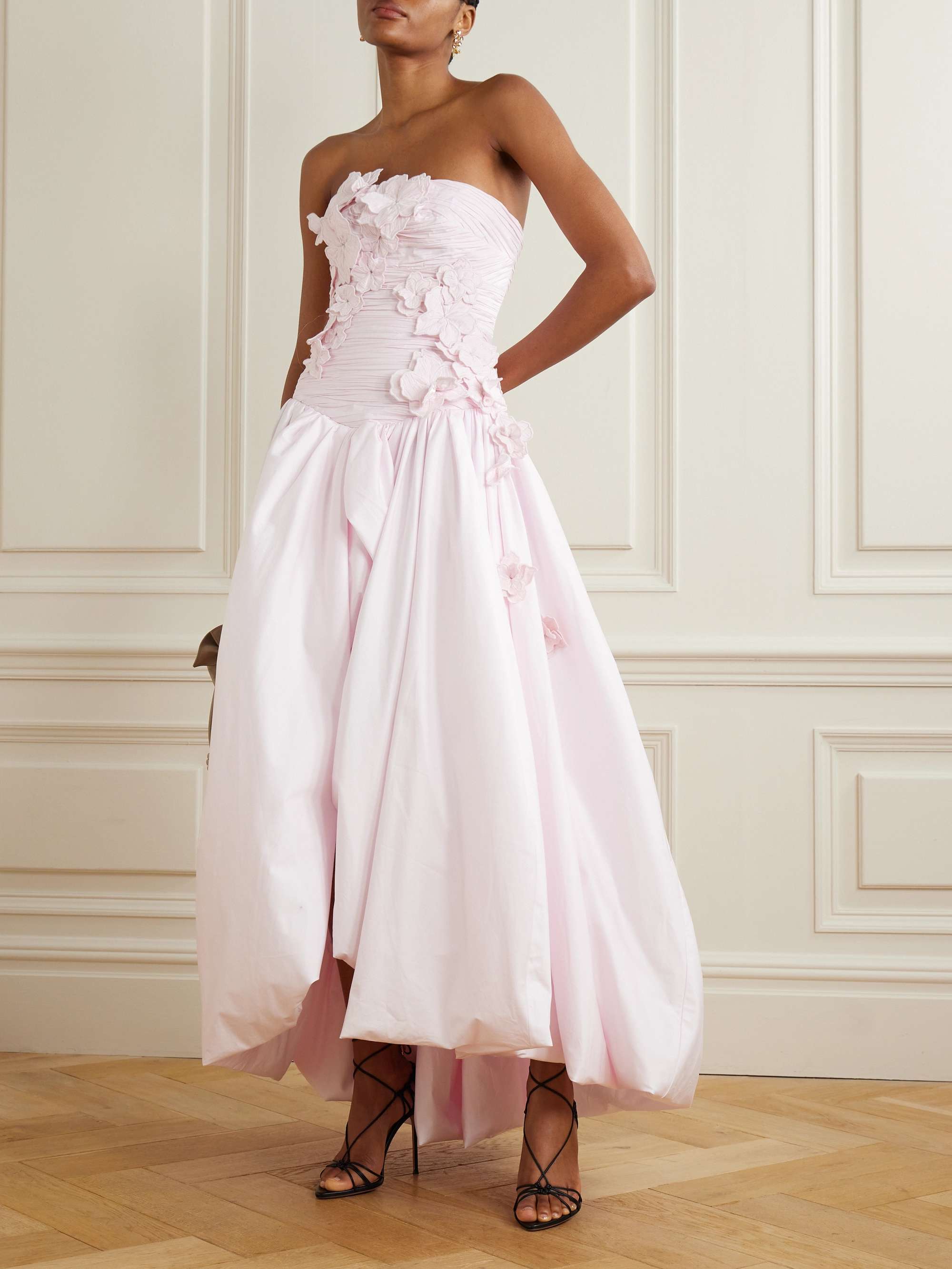 Splendour strapless appliquéd gathered cotton-poplin gown view