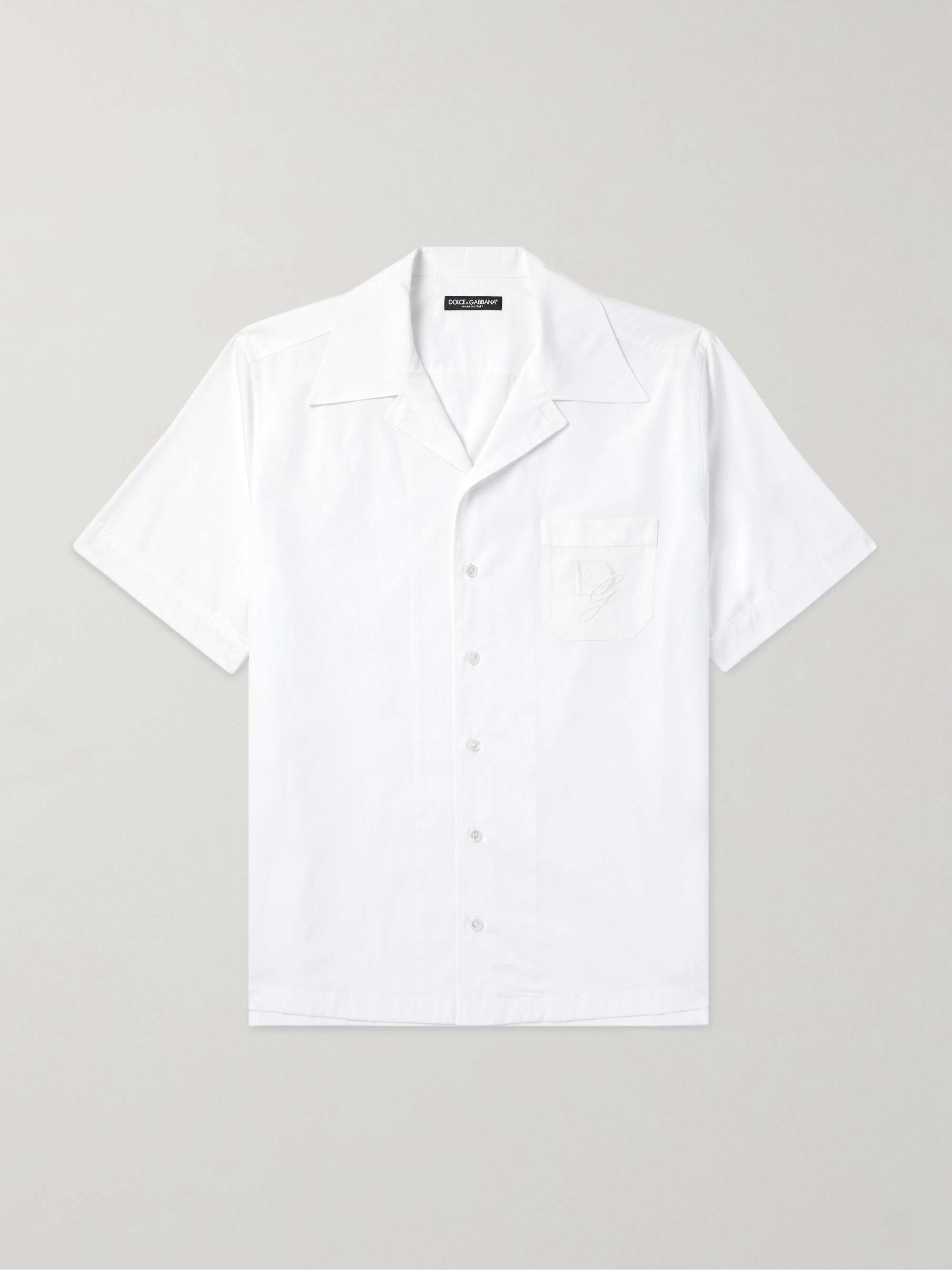 Camp-Collar Logo-Embroidered Cotton-Poplin Shirt view