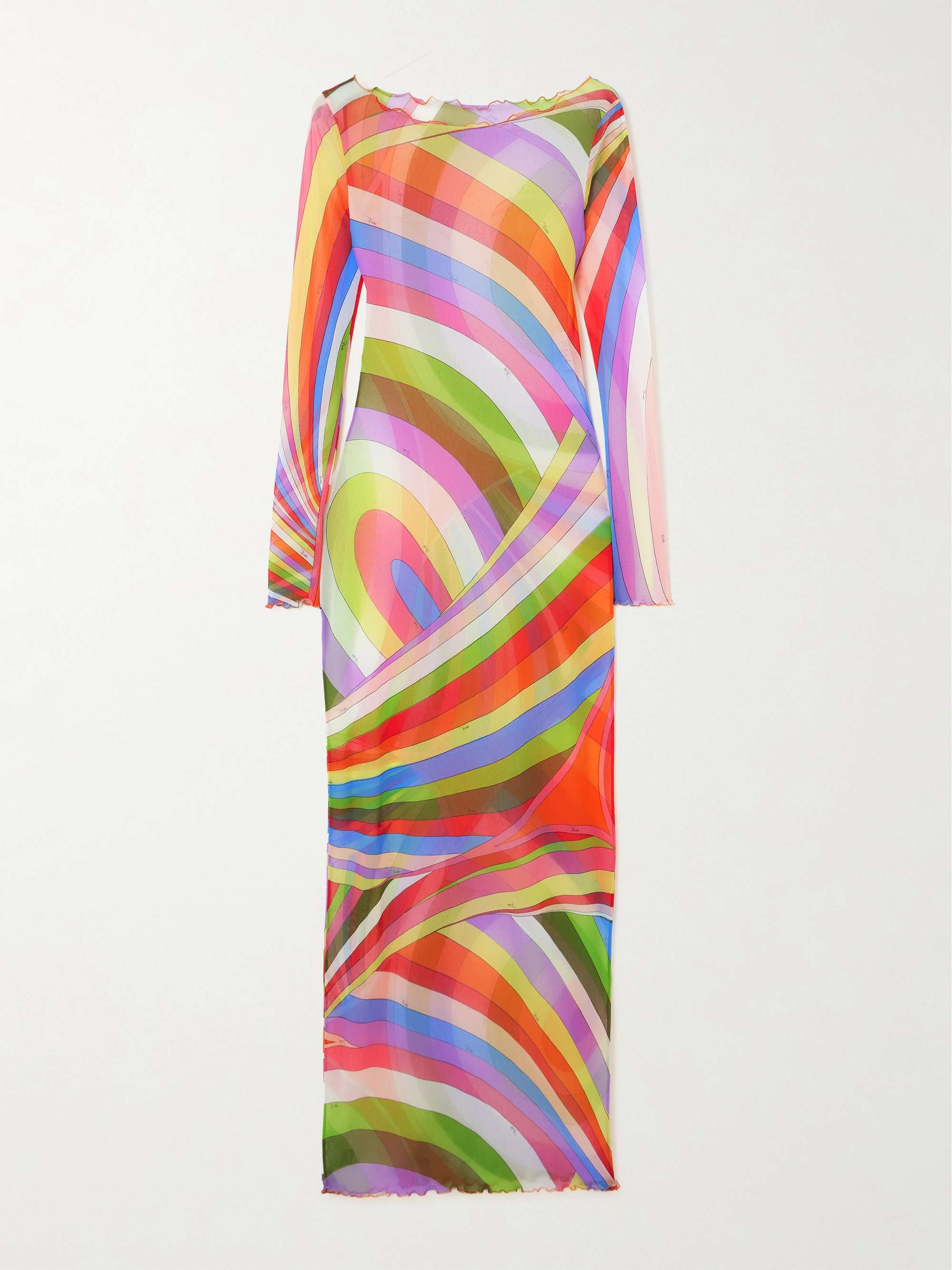 Printed tulle maxi dress view