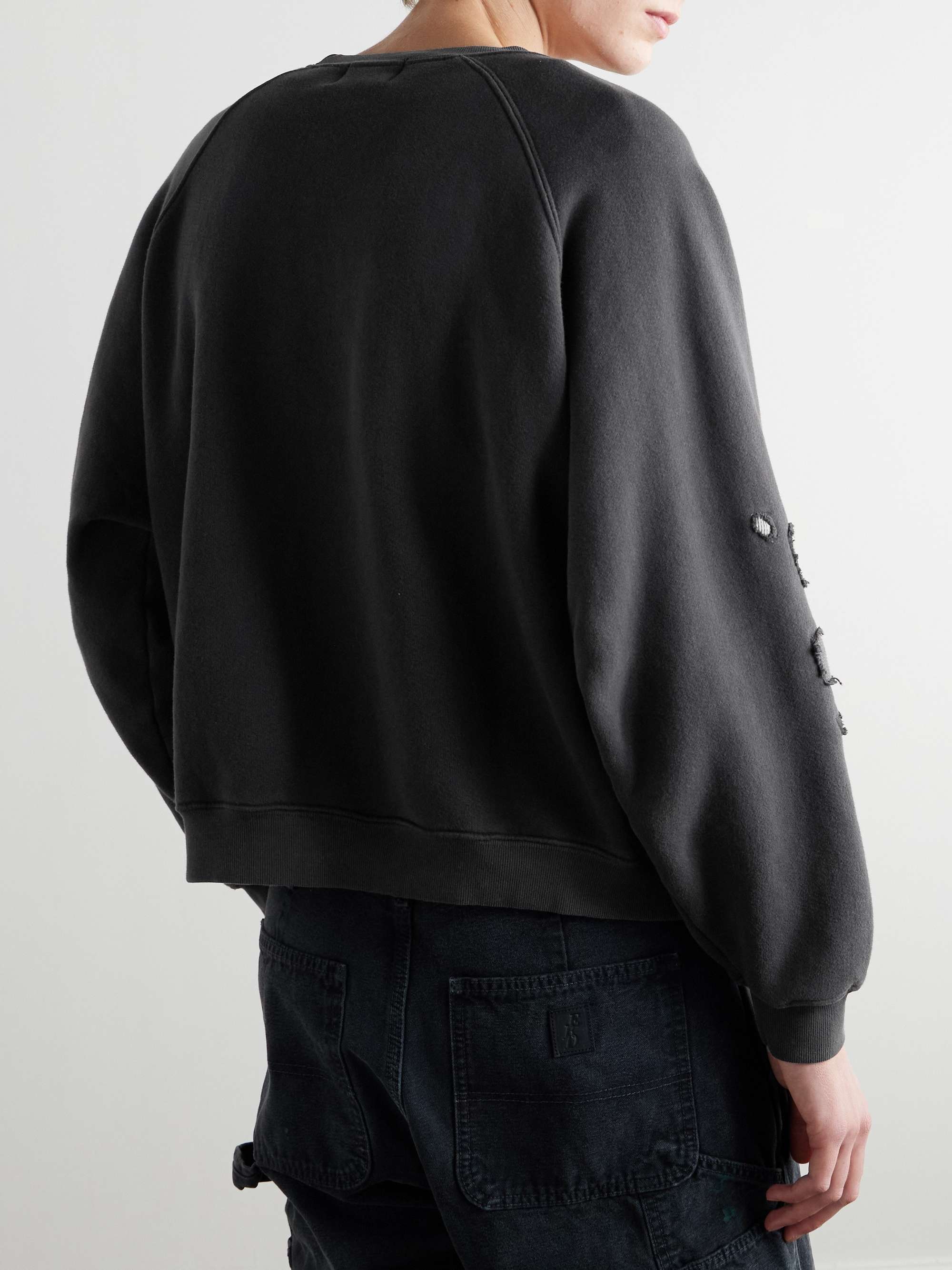 Le Rosey Logo-Print Distressed Cotton-Jersey Sweatshirt view