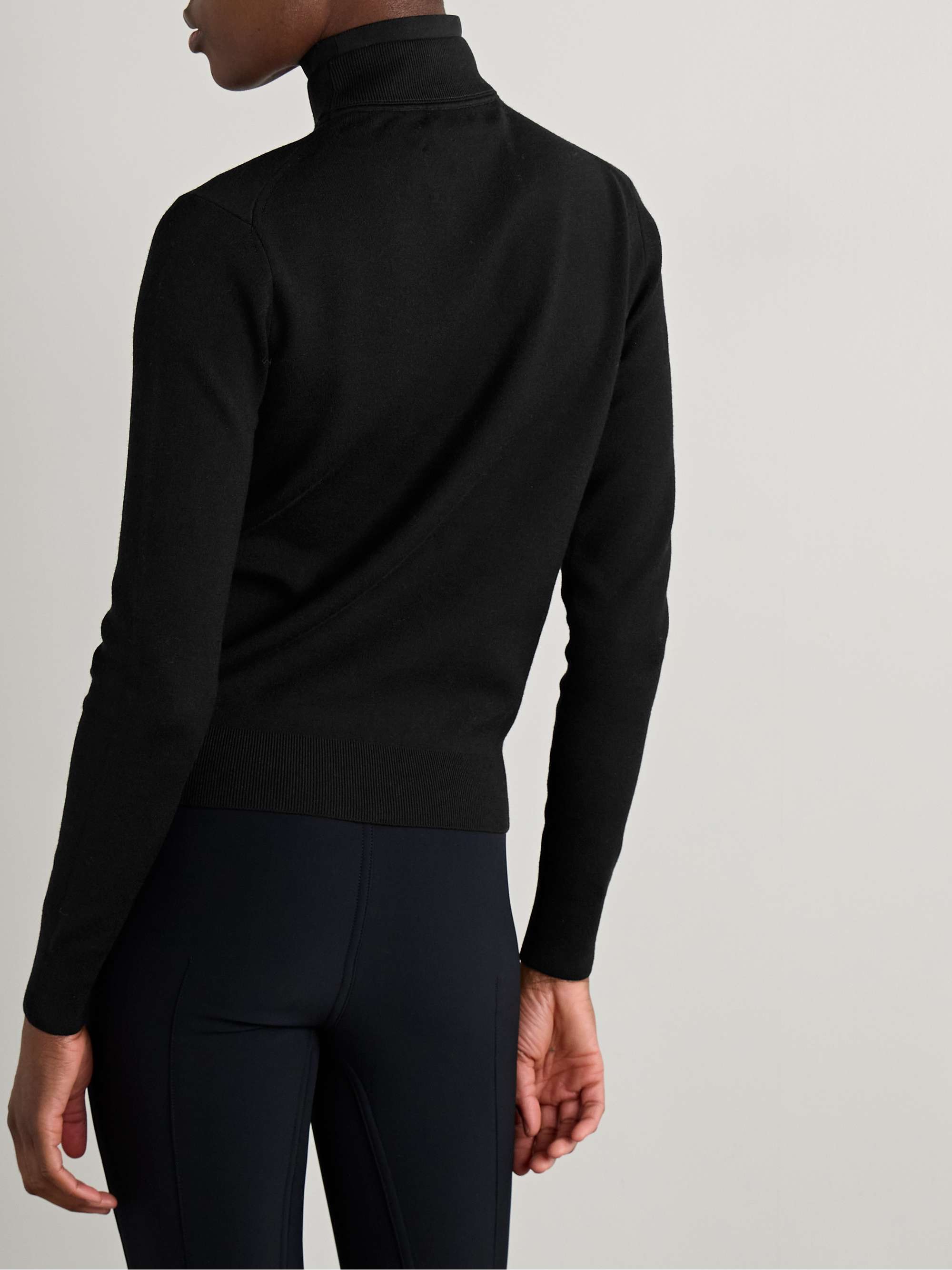 Etta layered jersey-trimmed wool-blend turtleneck sweater view