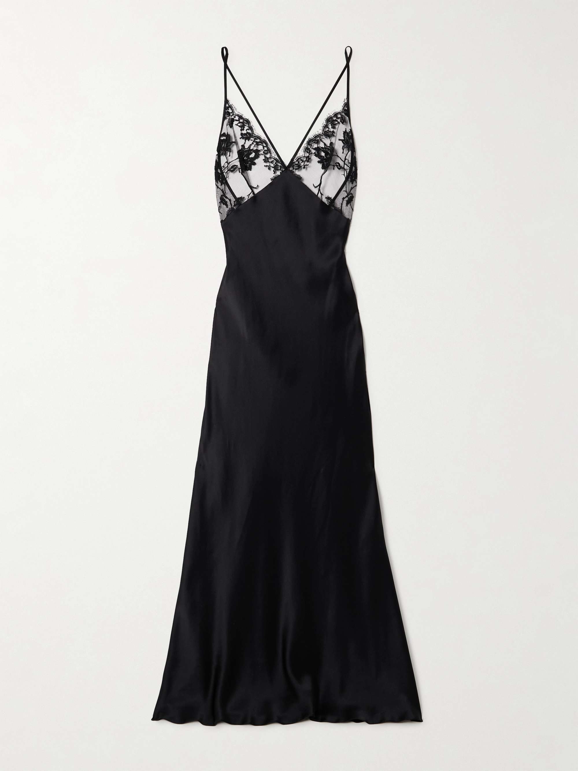 Dominique cotton-blend lace and silk nightdress view