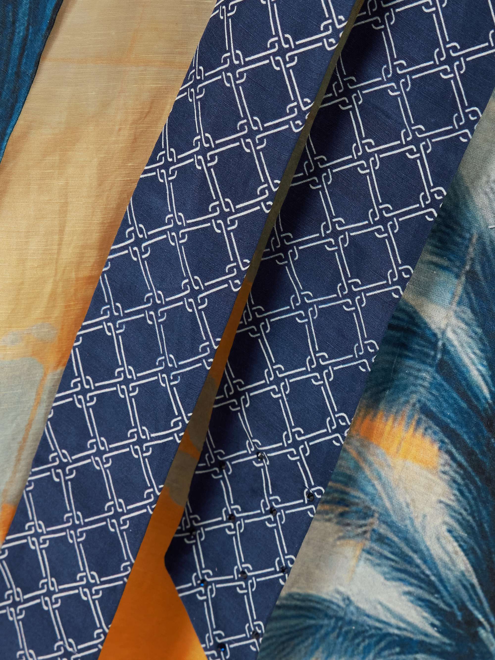 Embellished printed linen and silk-blend maxi wrap skirt view