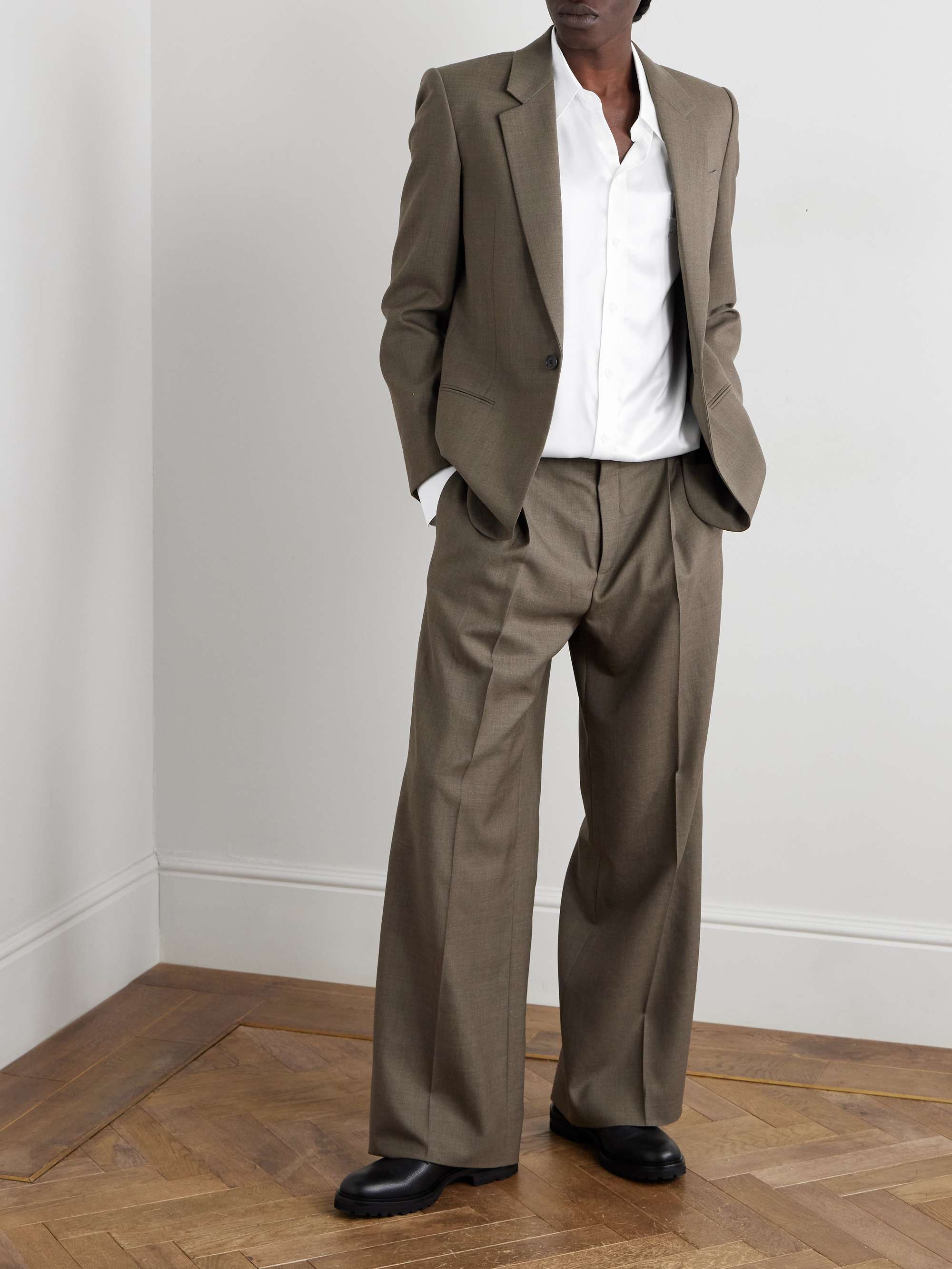 Oversized Logo-Embroidered Silk-Satin Shirt view