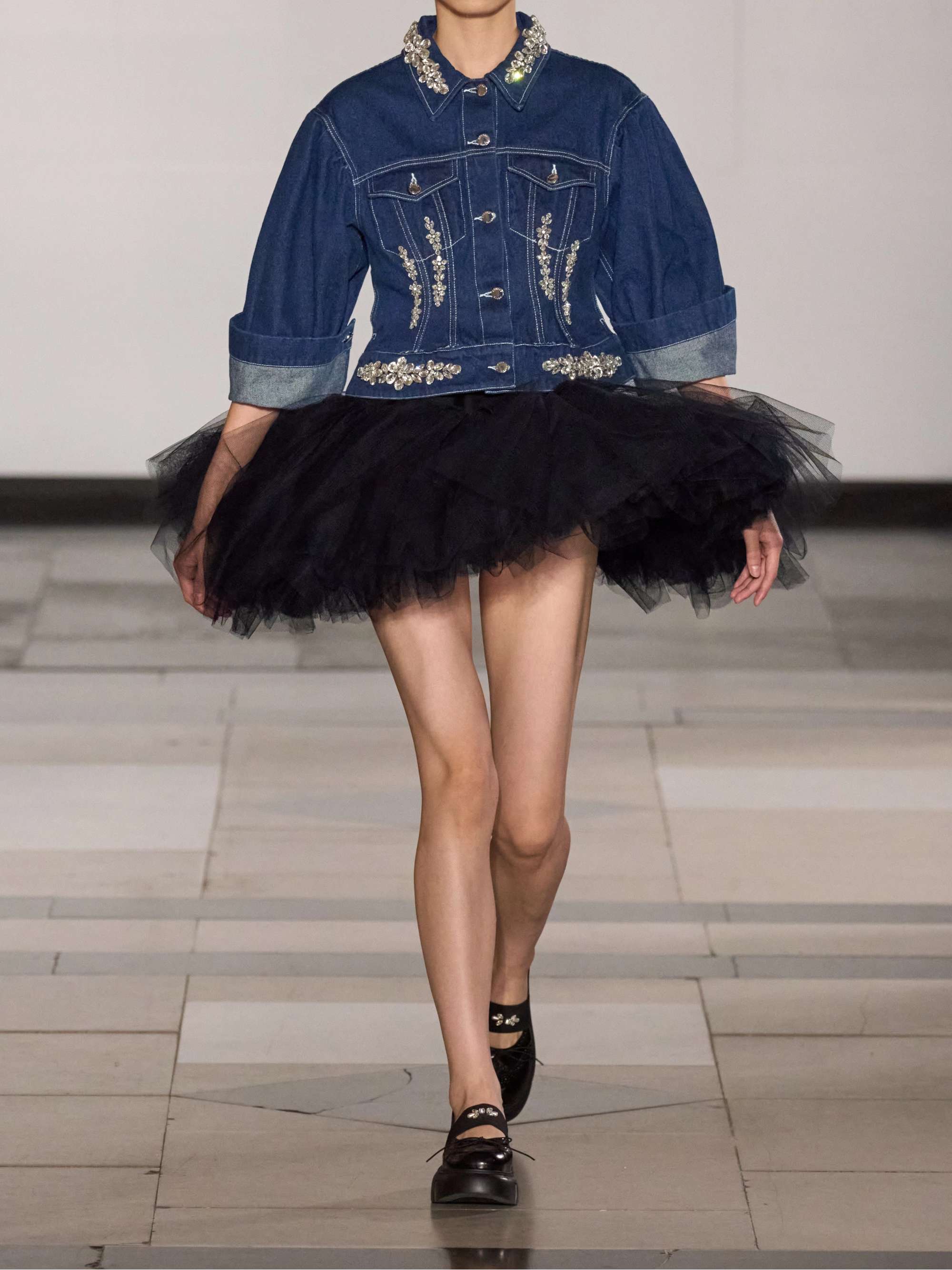 Turbo embellished denim jacket view