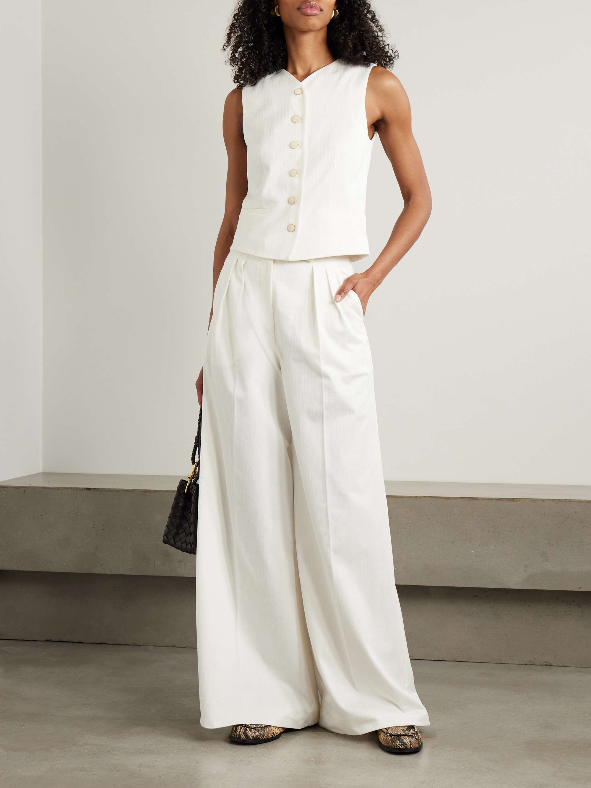 Chenzia pleated cotton wide-leg pants view