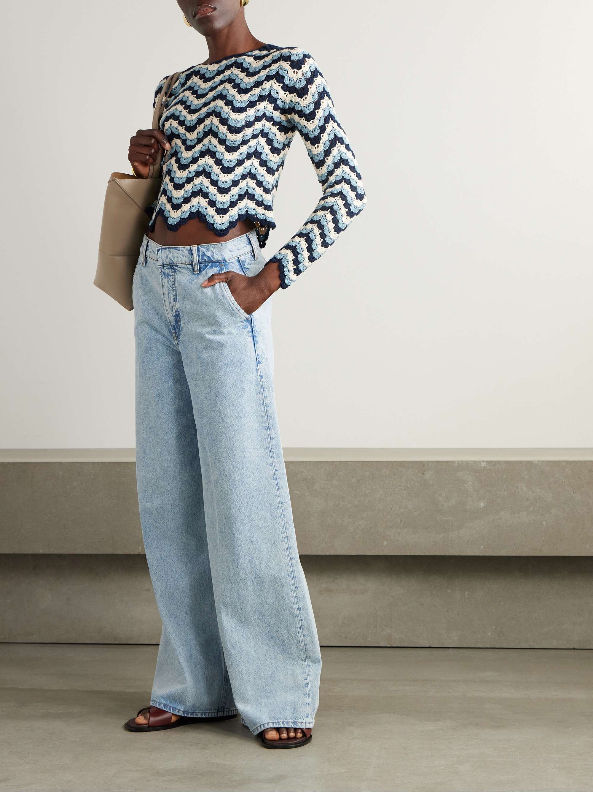 Safi cropped crocheted cotton top view