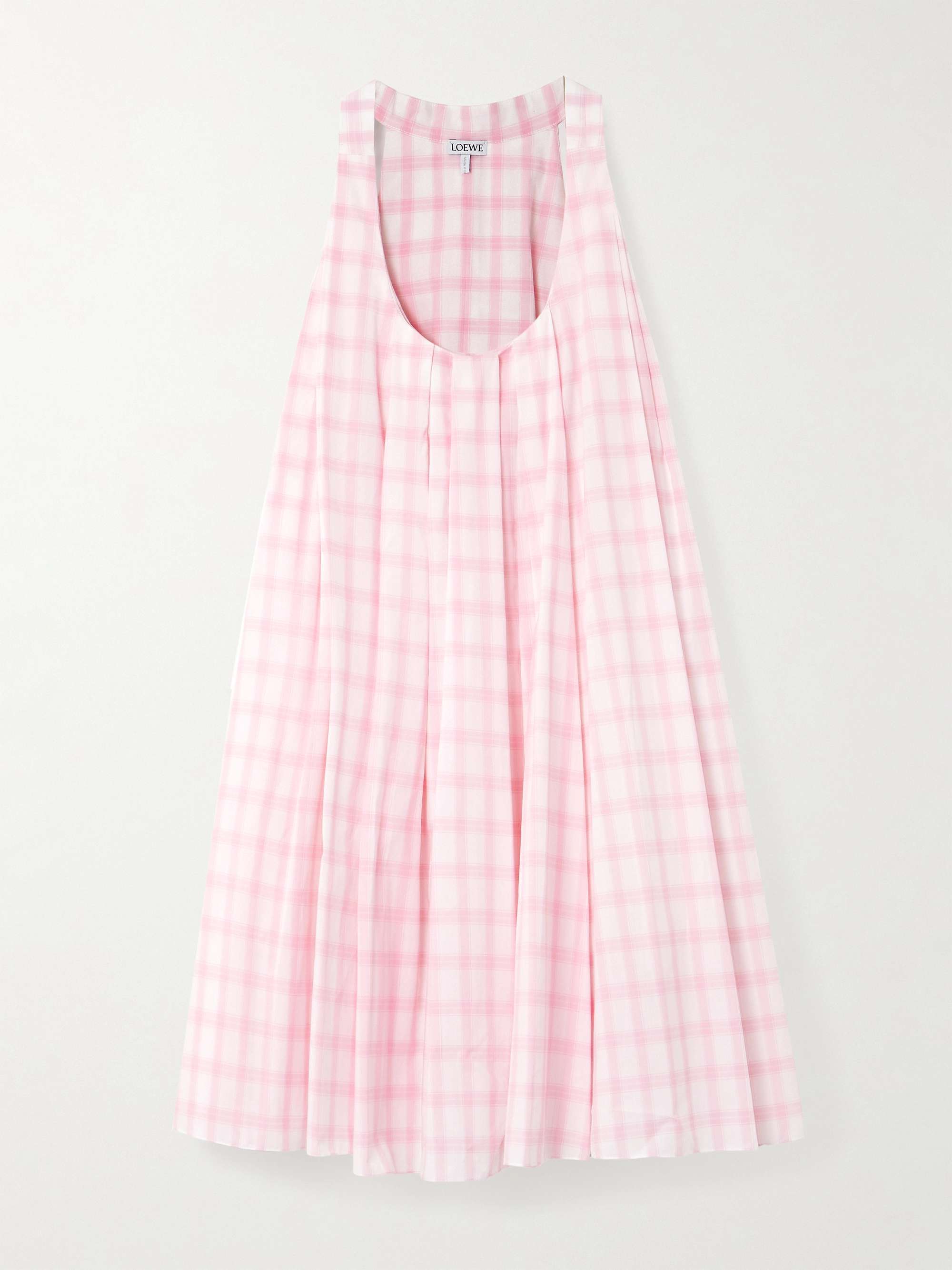 Pleated checked cotton-voile mini dress view