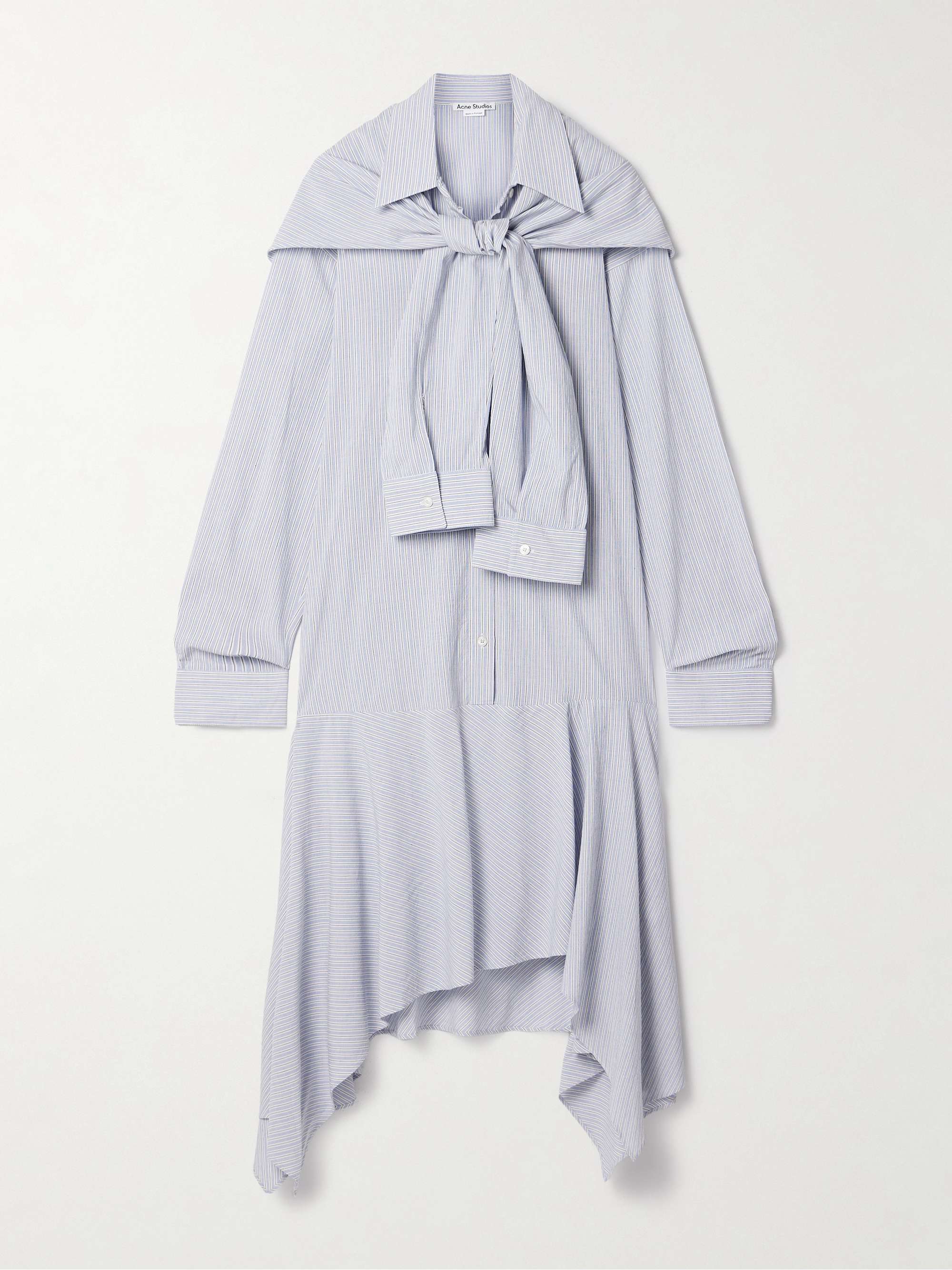 Asymmetric draped striped voile shirt dress view