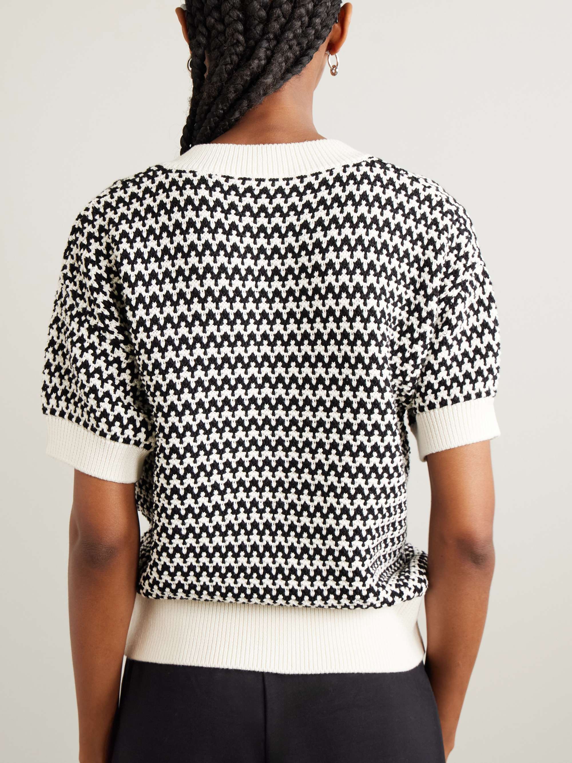 Dora striped textured-knit cotton top view
