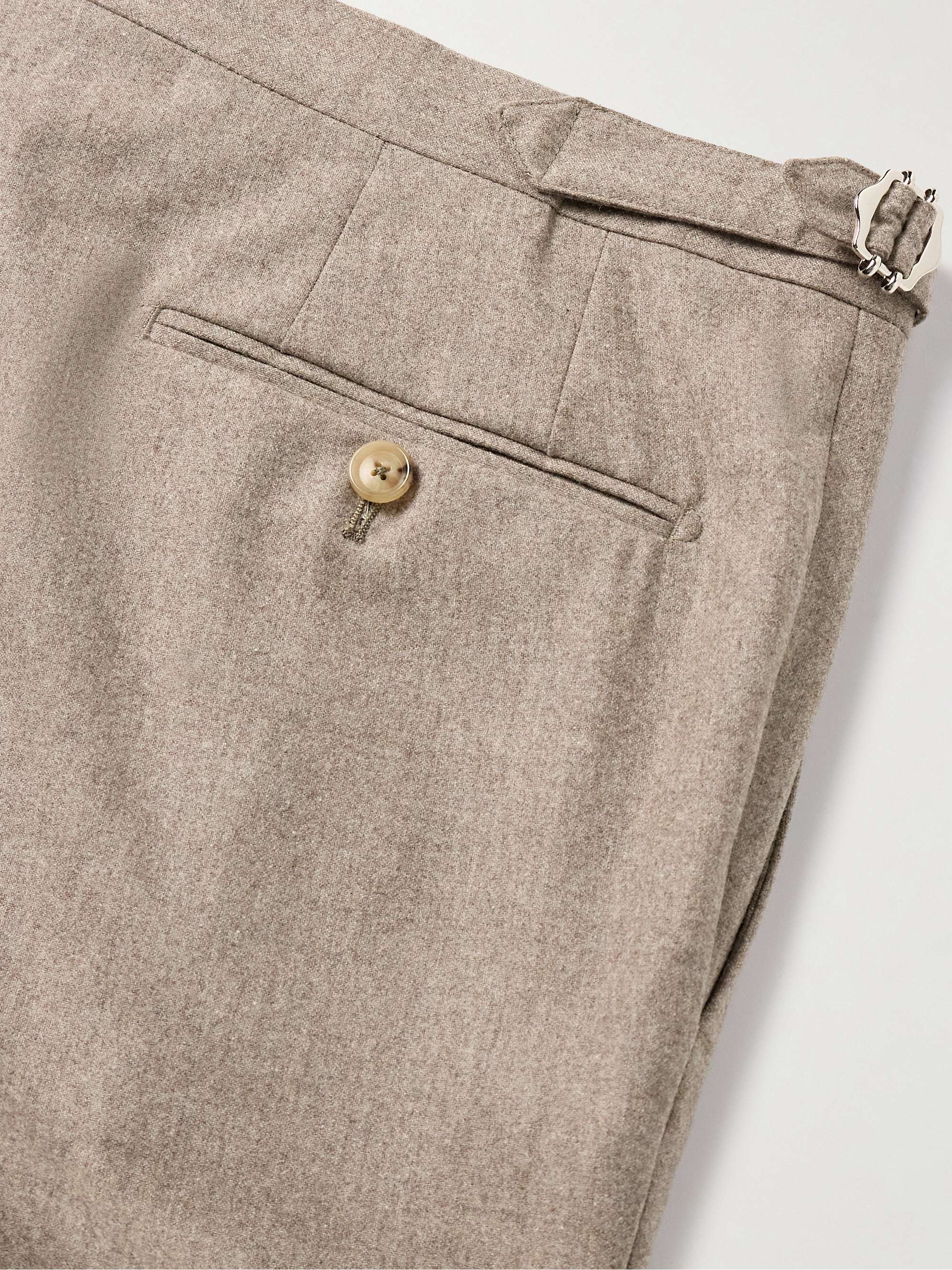 Slim-Fit Pleated Wool-Blend Flannel Suit Trousers view