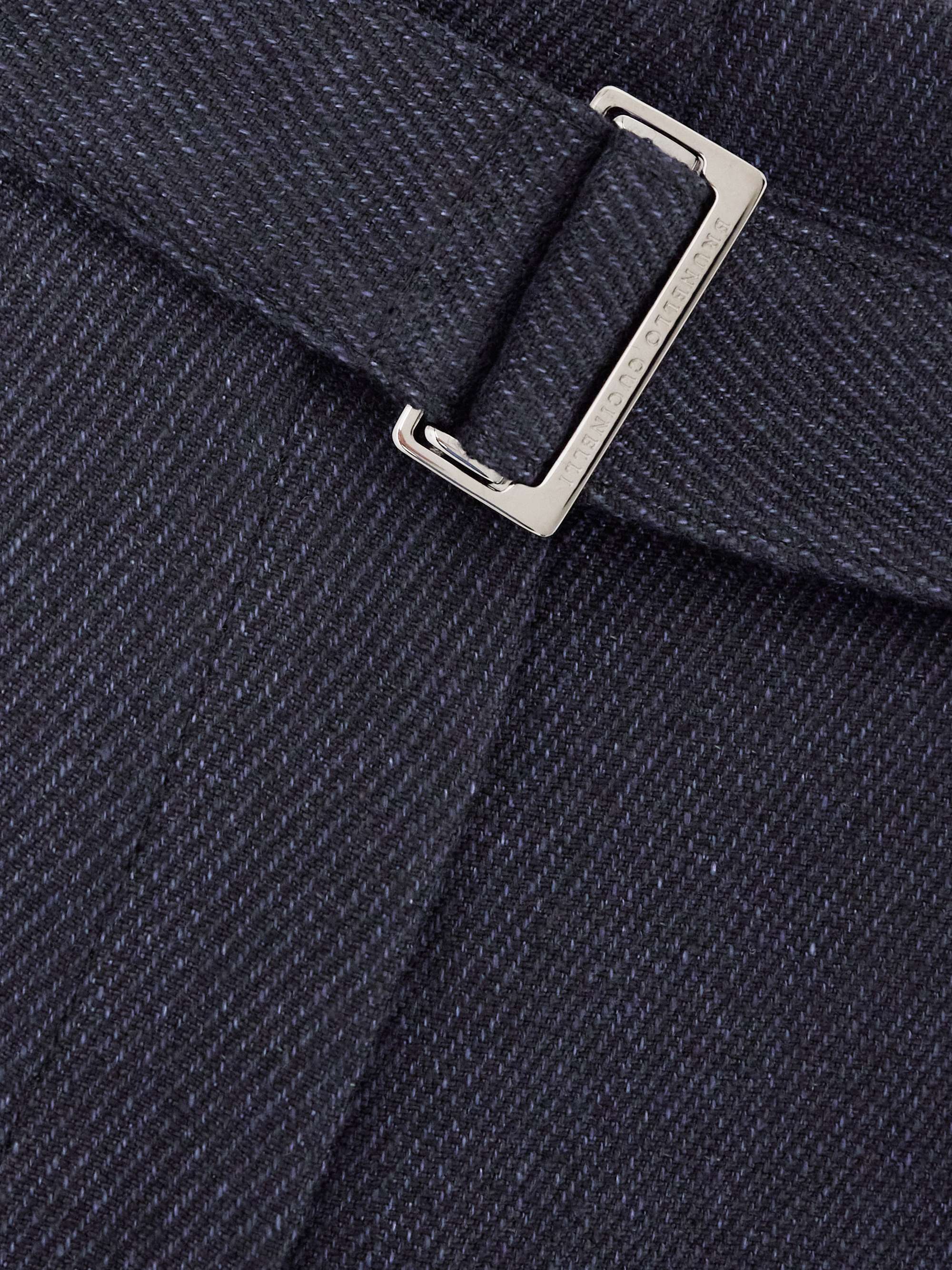 Belted cropped belted linen-twill tapered pants view