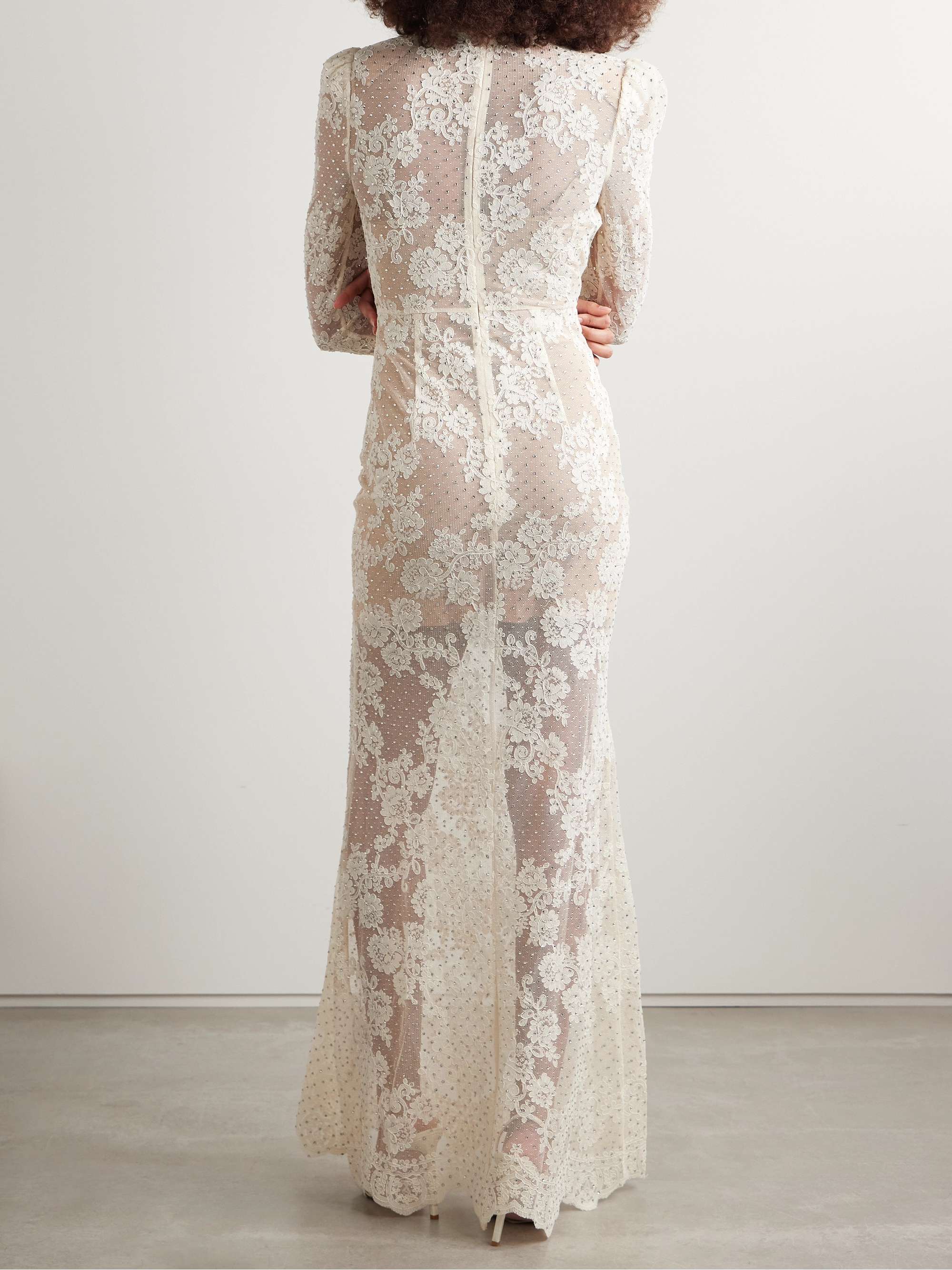 Crystal-embellished corded lace maxi dress view