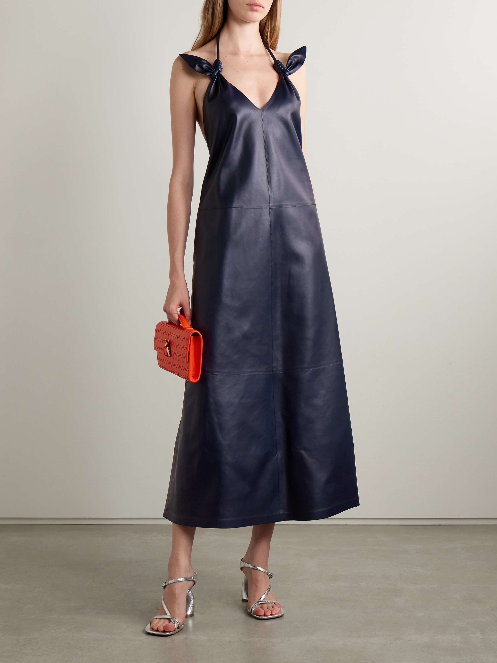 Flamenco open-back knotted leather dress view